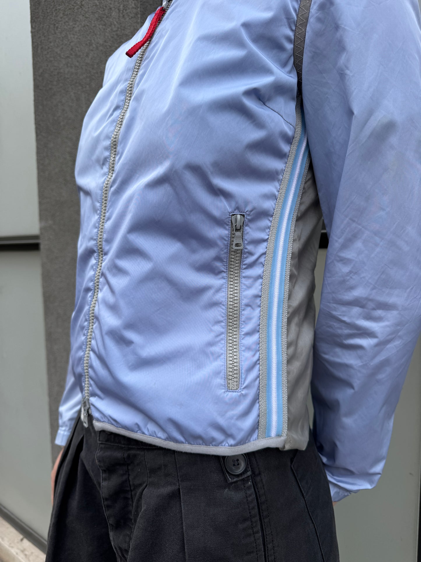 SS00’ Prada Sport Semi Transparent Back Baby Blue Jacket