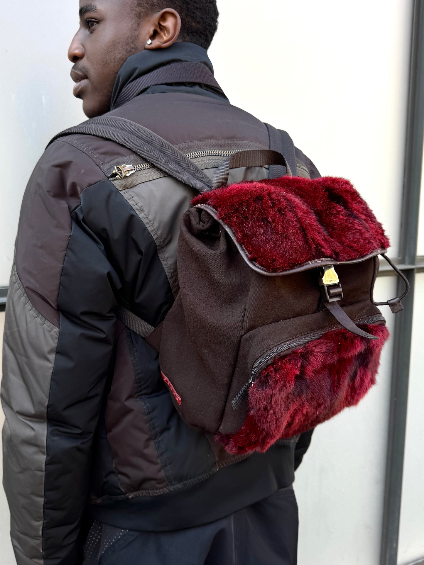 SS00’ Prada Sport Red Dyed Goat Fur Back Pack