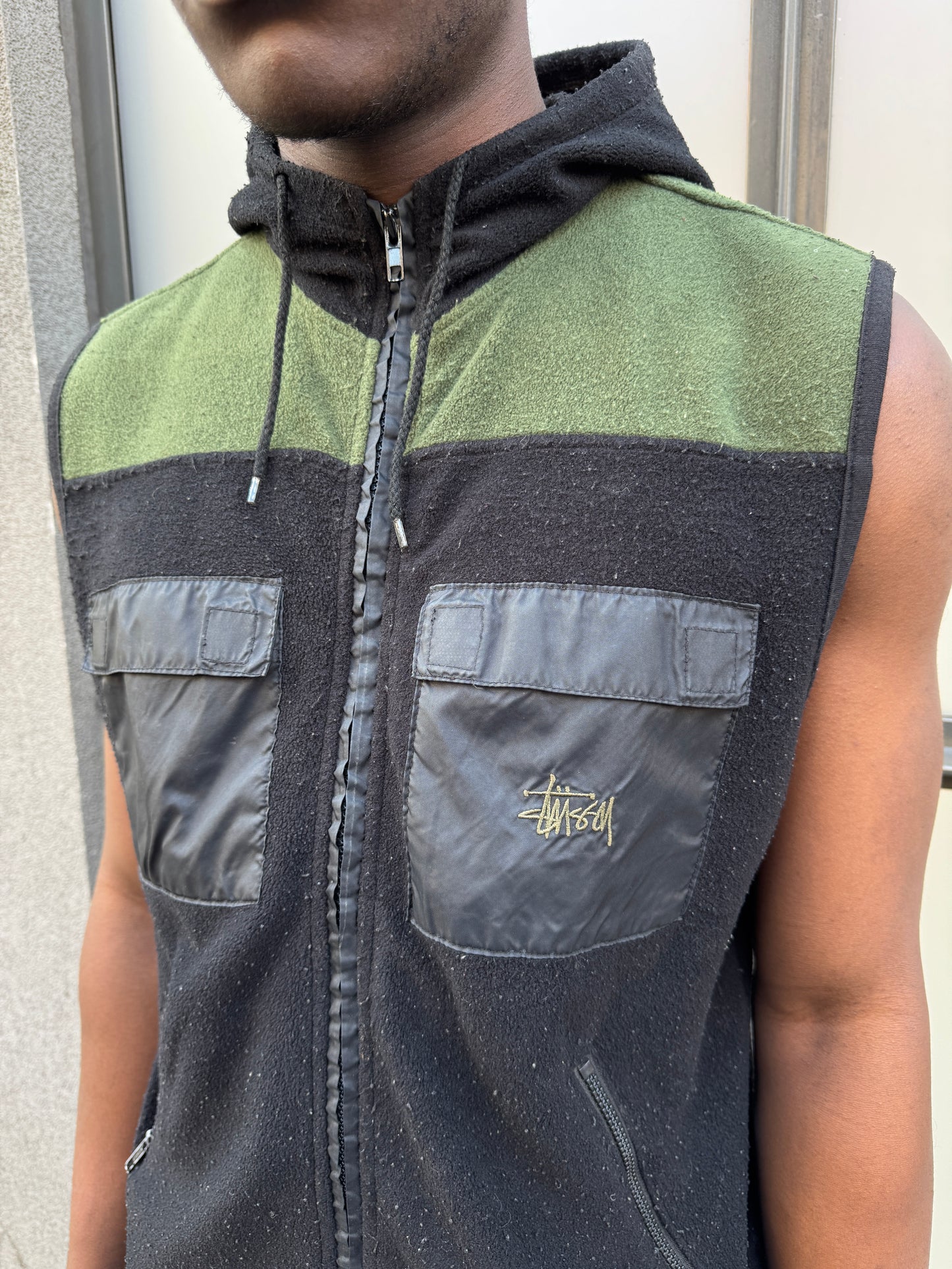 Early 2000's Stüssy Outdoor Black/Khaki Hooded Vest