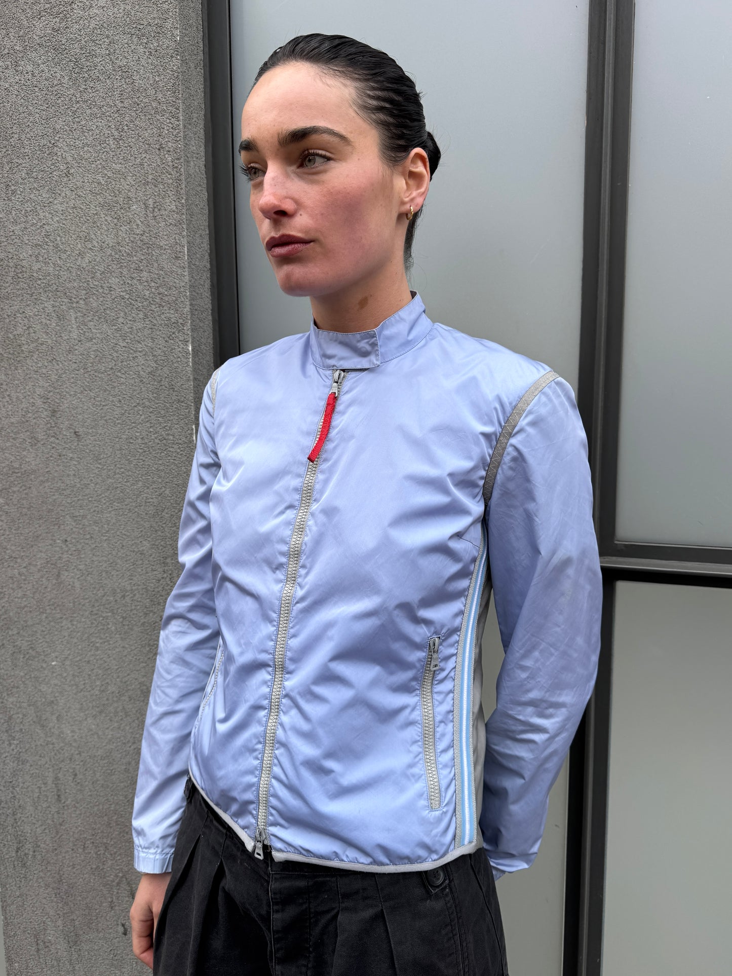 SS00’ Prada Sport Semi Transparent Back Baby Blue Jacket