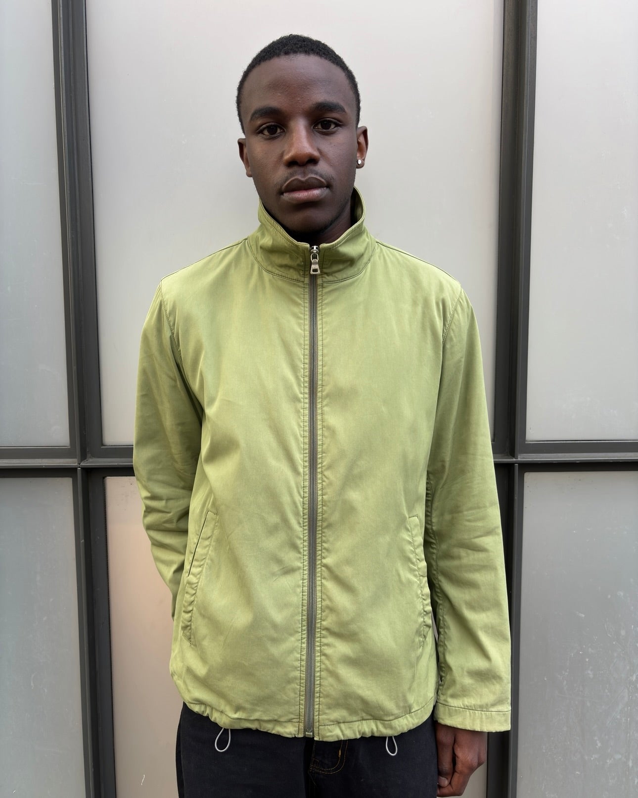 Early 2000’s Prada Sport Washed Lime Green Tonal Tab Chore Jacket
