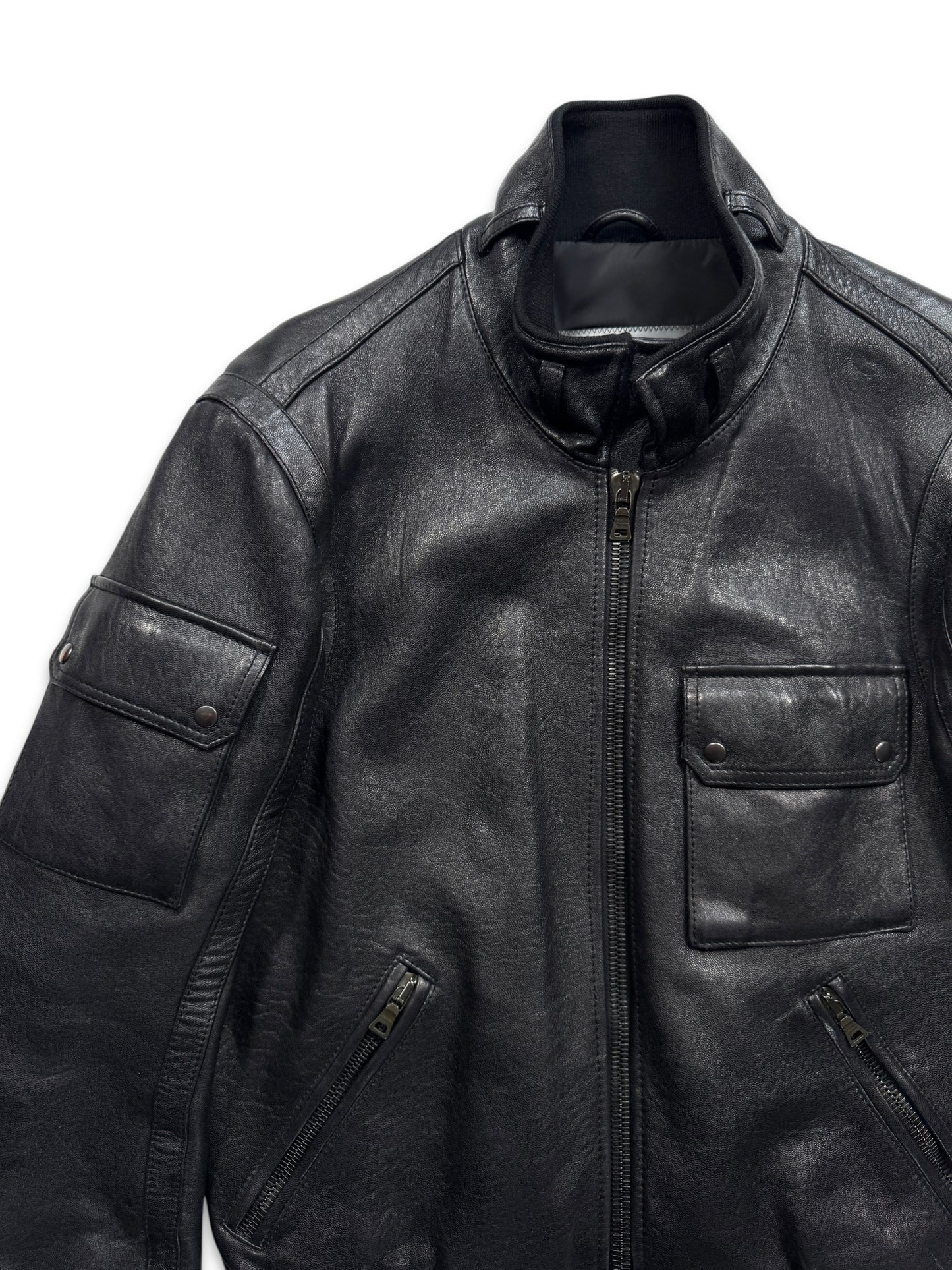 Early 2000’s Prada Jet Black Leather Flight Jacket