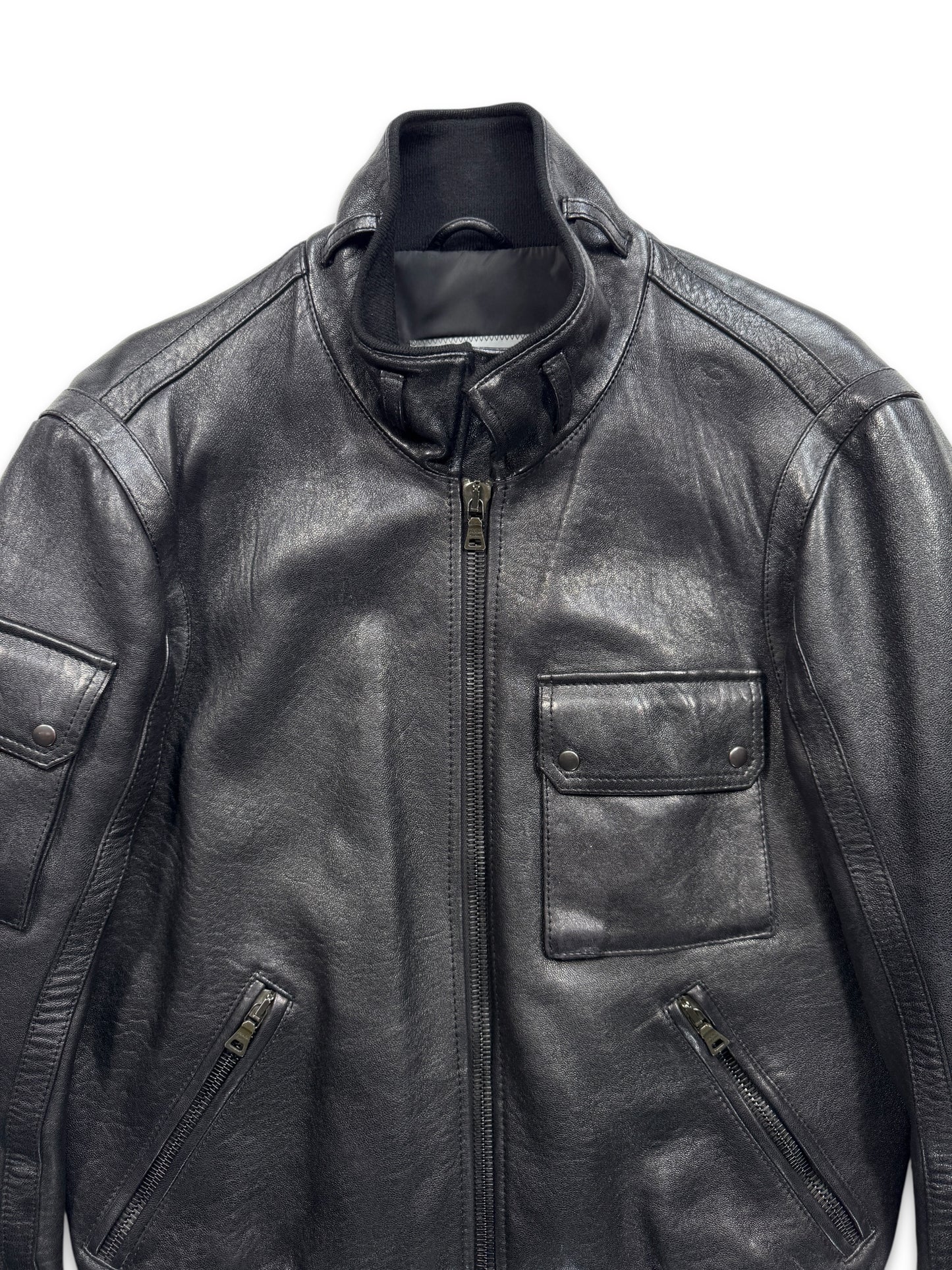 Early 2000’s Prada Jet Black Leather Flight Jacket