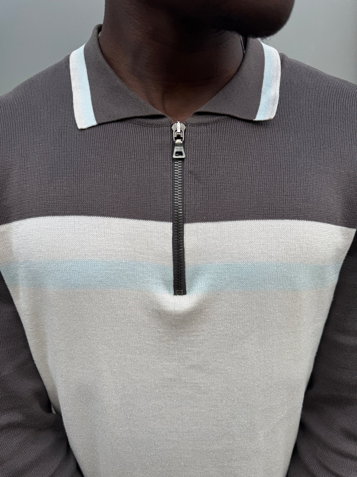 Prada Main Line 1/4 Zip Collared Knit