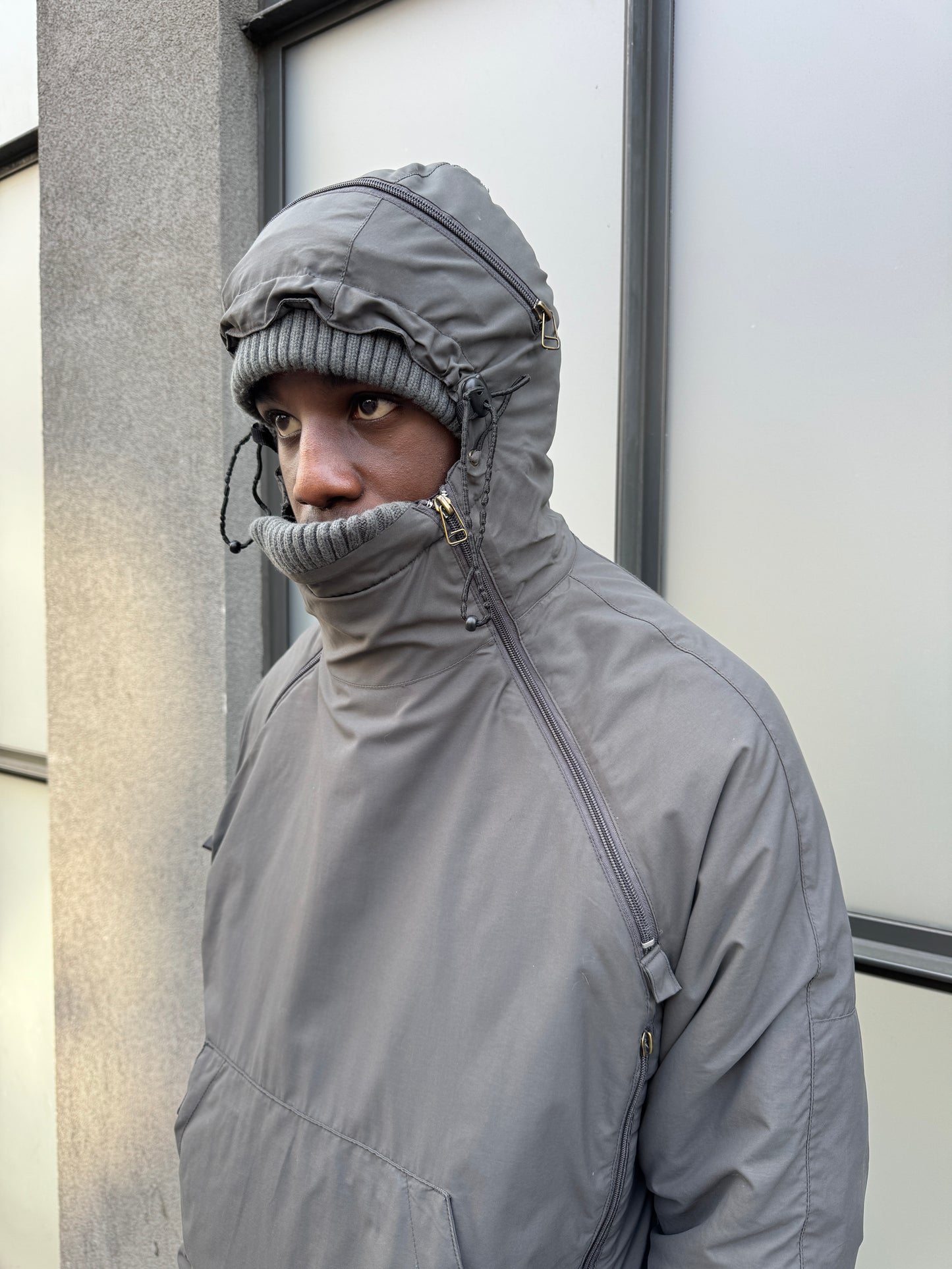 Early 2000’s Schott Expandable Balaclava Hood Padded Pullover Jacket