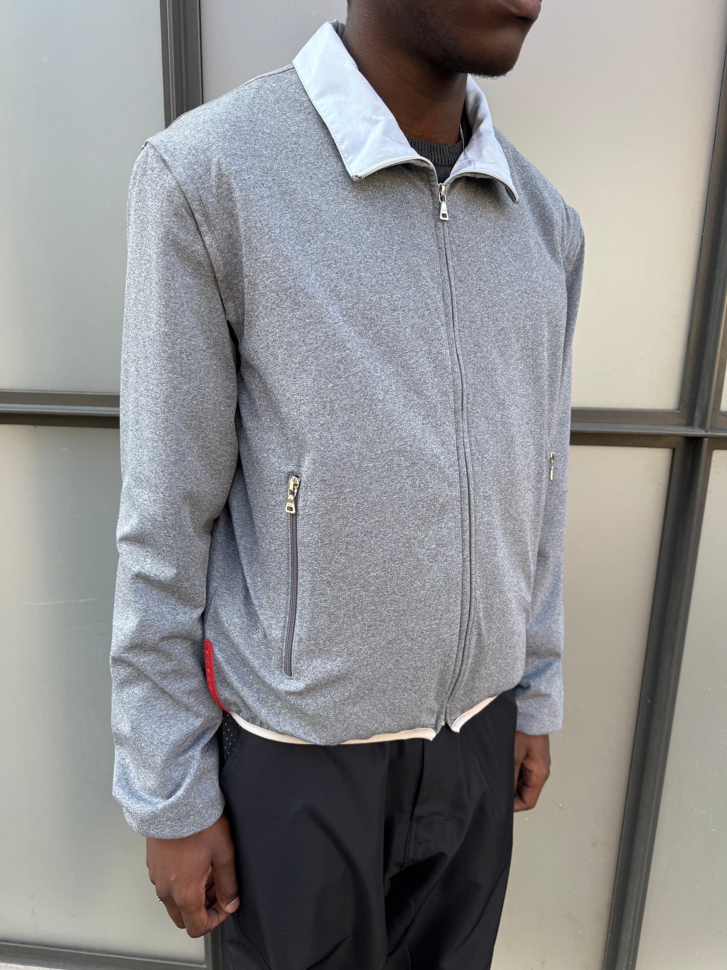 Early 2000's Prada Sport Reversible 4in1 Baby Blue/Grey “Faux Wool” Jacket