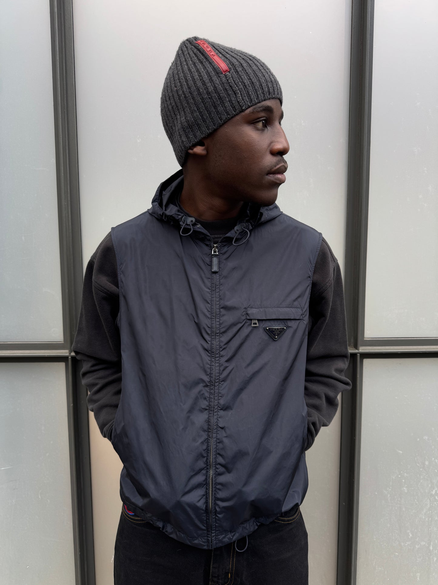 Prada Milano Midnight Navy Hooded Nylon Vest