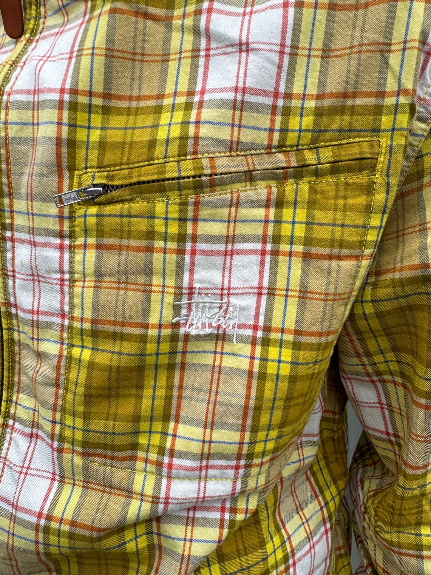 1990’s Stüssy Bright Yellow Plaid Hooded Jacket