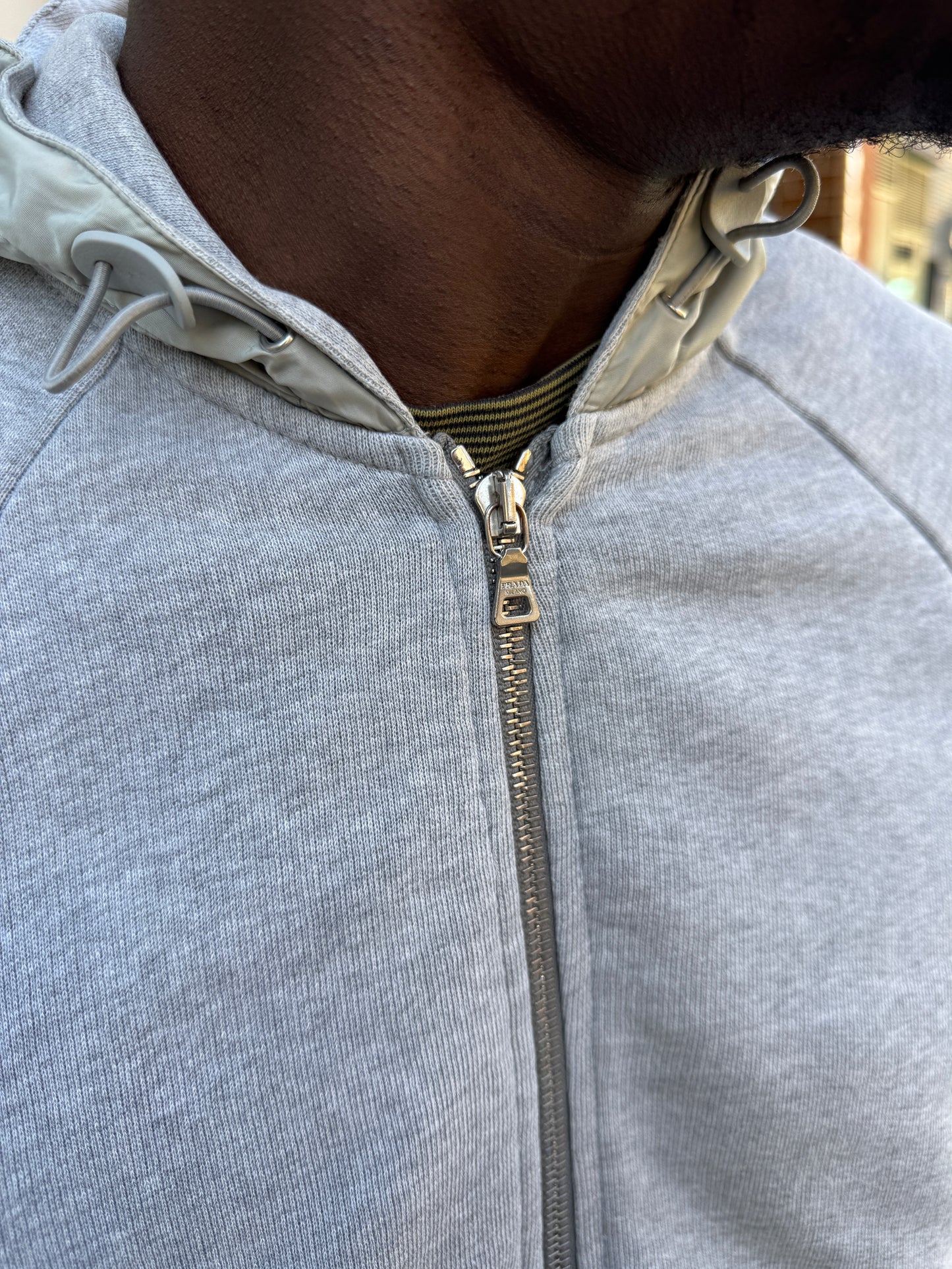 Early 2000’s Prada Sport Grey Melange Cotton/Nylon Zipped Hoodie
