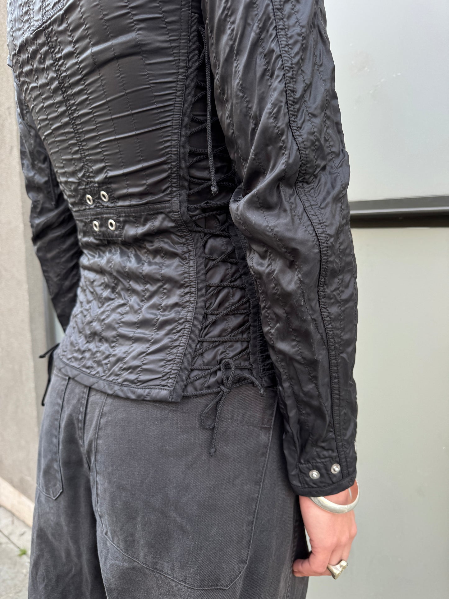 SS00’ Prada Sport Jet Black Lace Womens Jacket