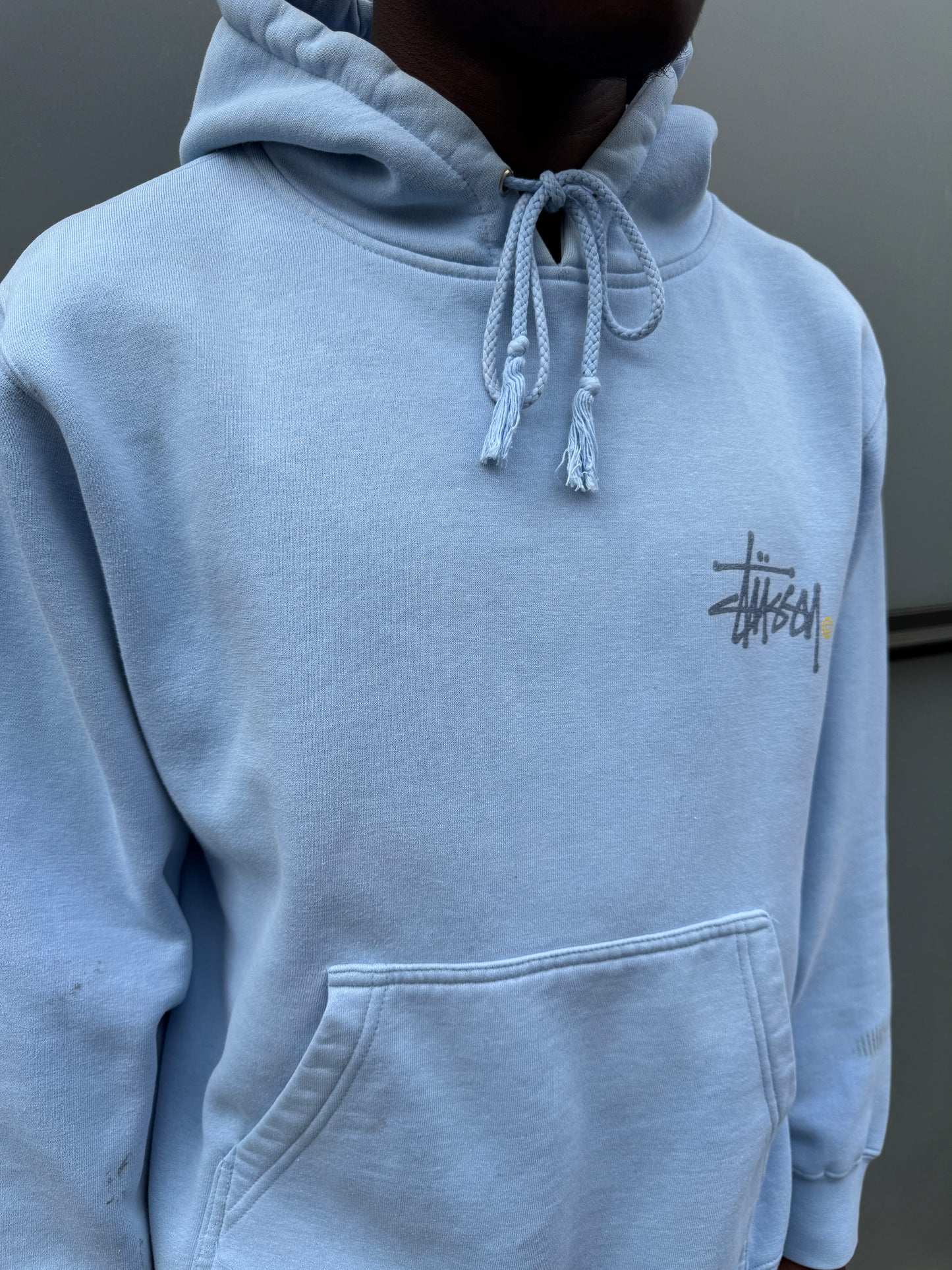 Early 2000's Stüssy Spellout Baby Blue Hoodie