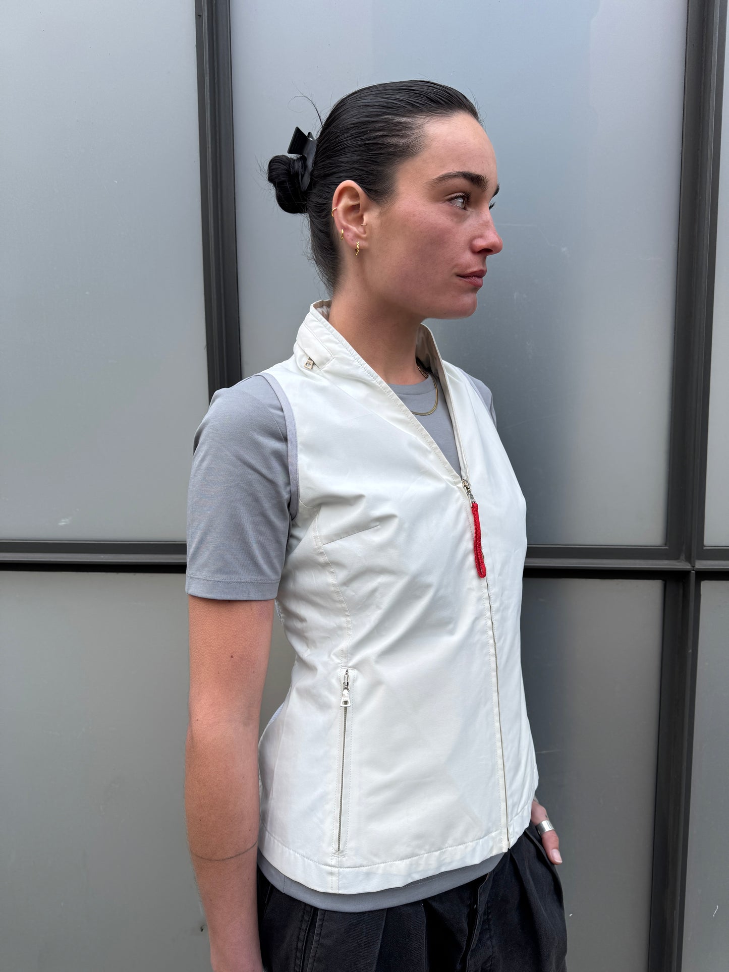 SS00’ Prada Sport Ventilated Packable Hood White Vest