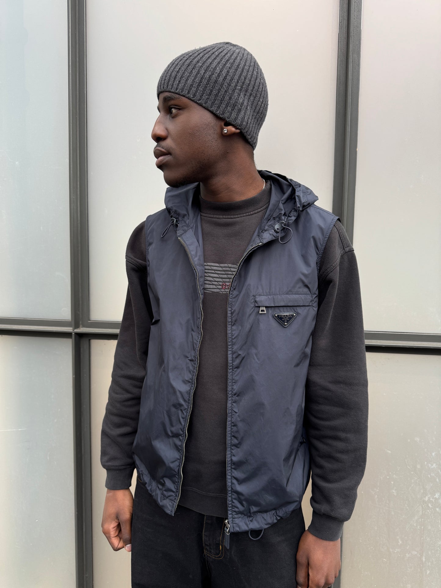 Prada Milano Midnight Navy Hooded Nylon Vest