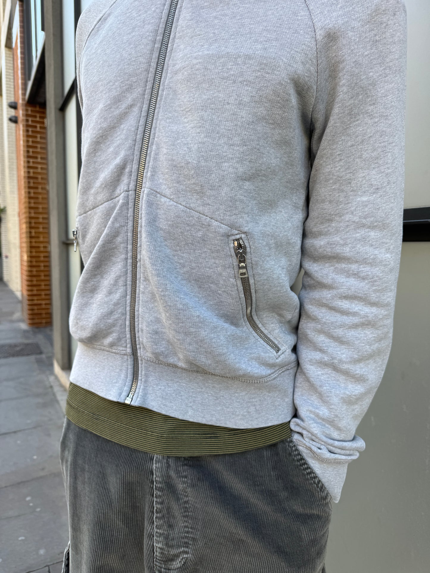 Early 2000’s Prada Sport Grey Melange Cotton/Nylon Zipped Hoodie