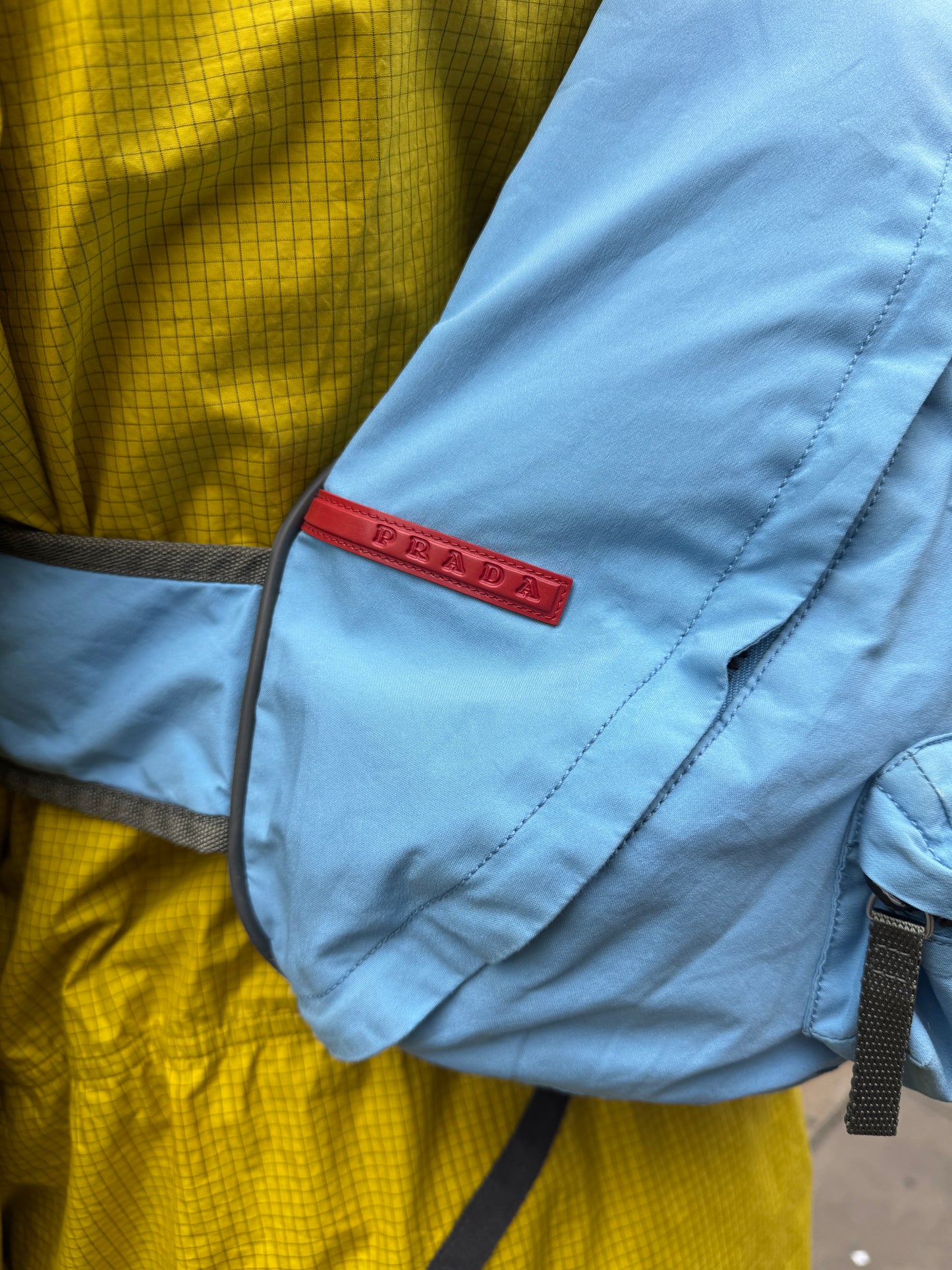 Early 2000's Prada Sport Baby Blue Multi Pocket Cross Body Bag