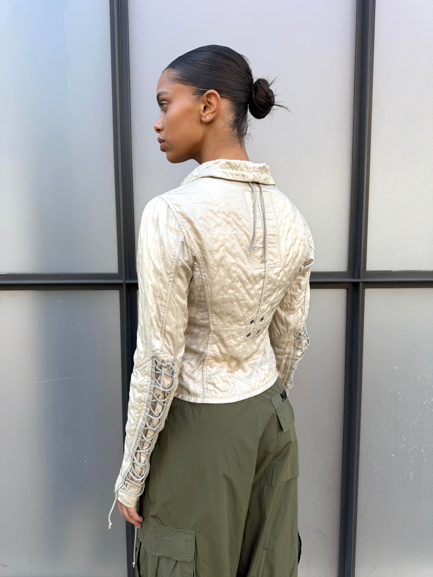SS03’ Prada Sport Beige High Neck Lace Jacket