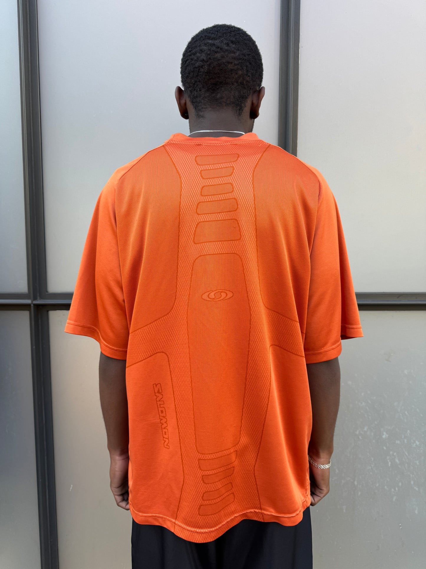 Early 2000's Salomon Bright Orange Futuristic Graphic Tee