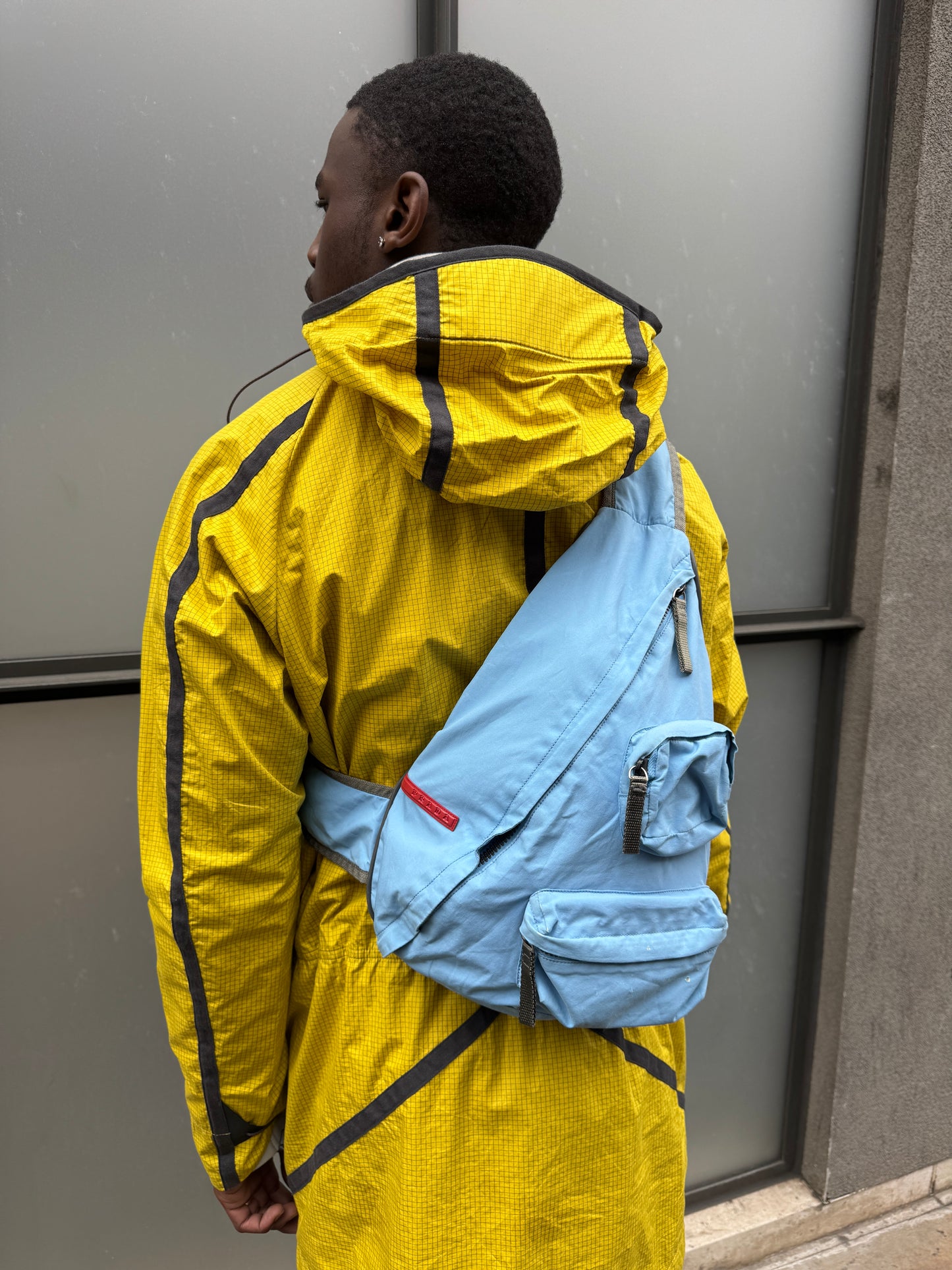Early 2000's Prada Sport Baby Blue Multi Pocket Cross Body Bag