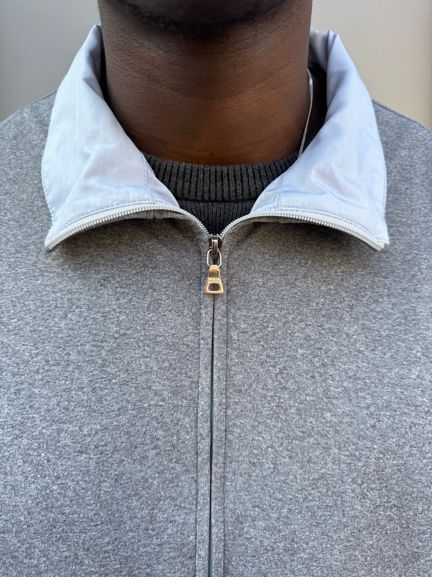 Early 2000's Prada Sport Reversible 4in1 Baby Blue/Grey “Faux Wool” Jacket