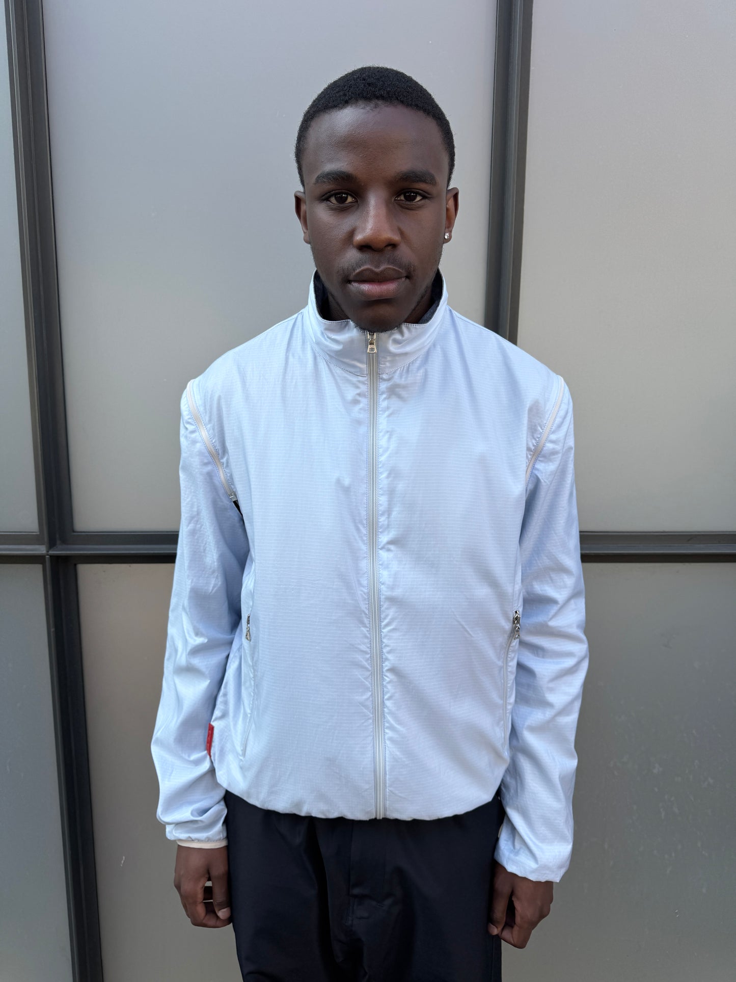 Early 2000's Prada Sport Reversible 4in1 Baby Blue/Grey “Faux Wool” Jacket