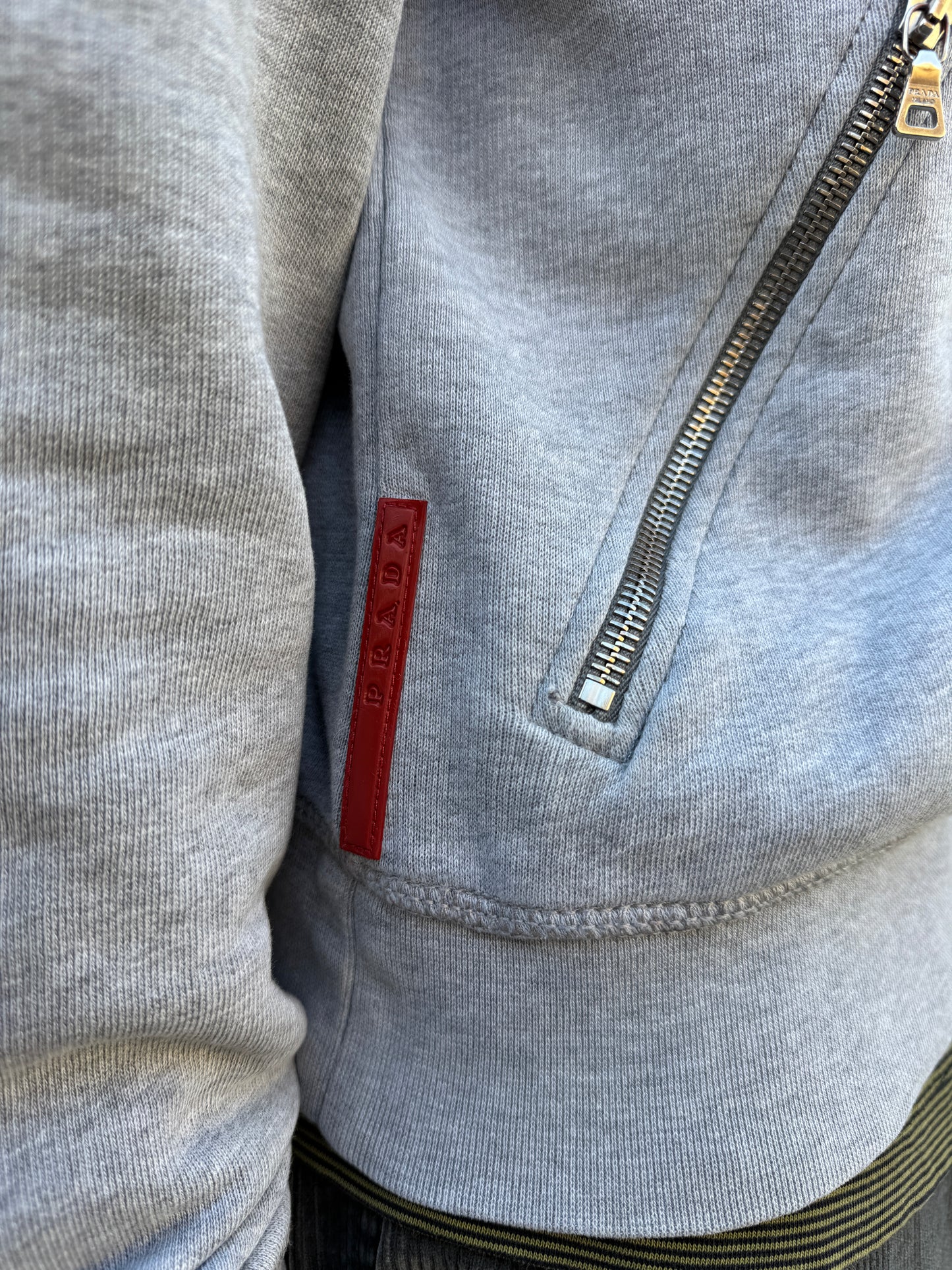 Early 2000’s Prada Sport Grey Melange Cotton/Nylon Zipped Hoodie