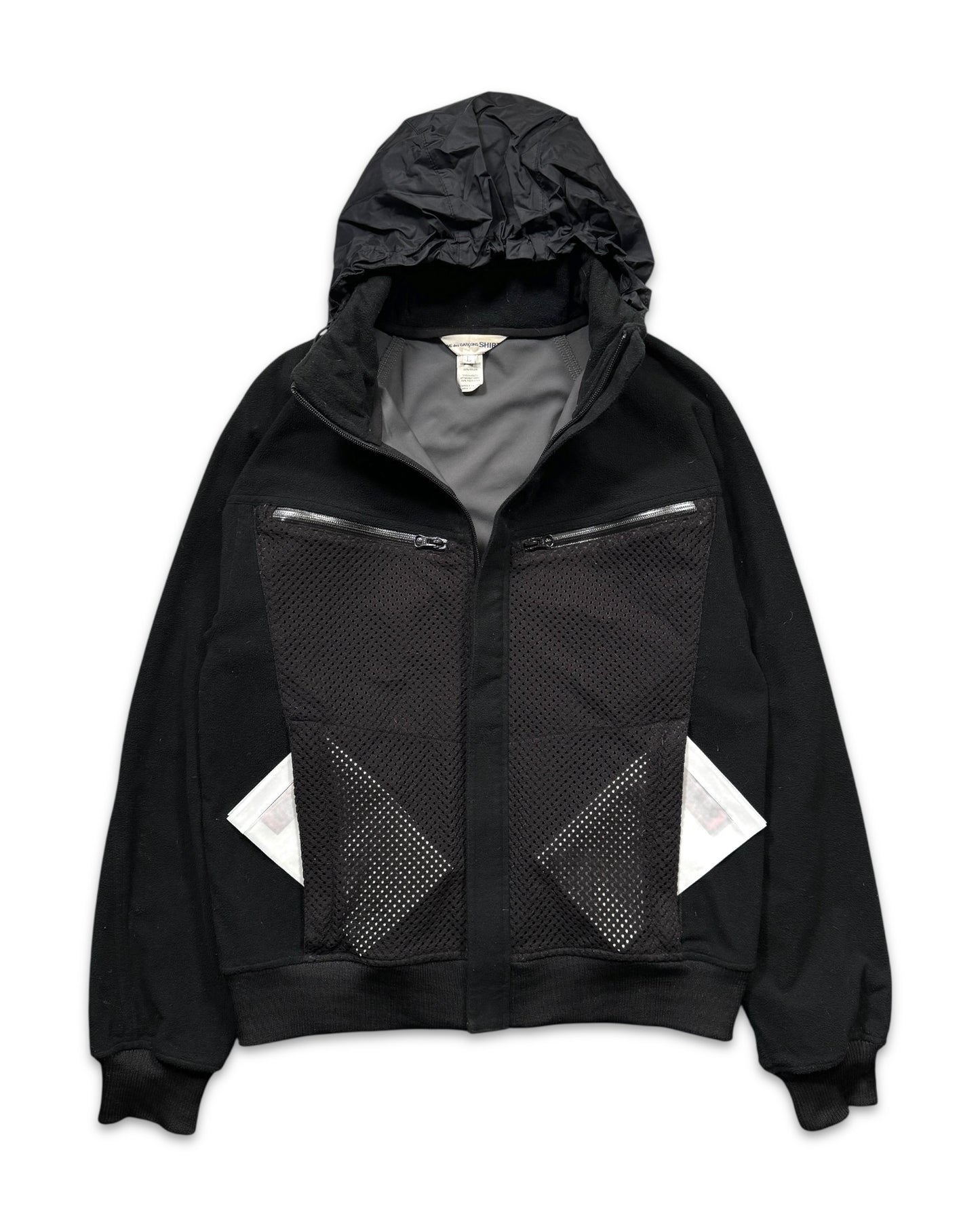 2008 Comme Des Garcons Jet Black Dual Mesh Pocket Technical Jacket