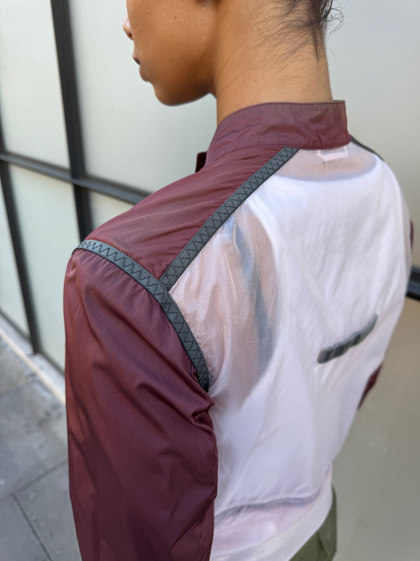 SS00’ Prada Sport Semi Transparent Back Burgundy Jacket