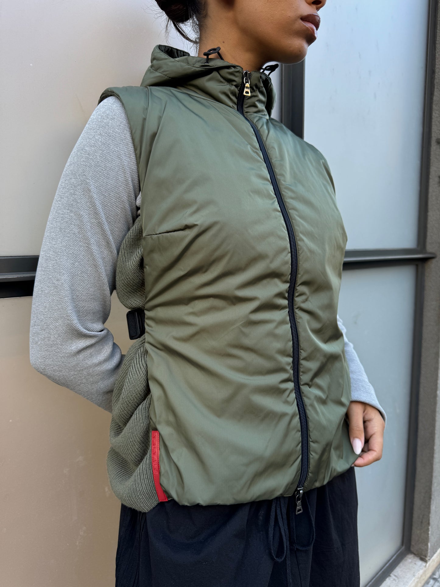 AW99’ Prada Sport Khaki Nylon/Knit Hooded Vest