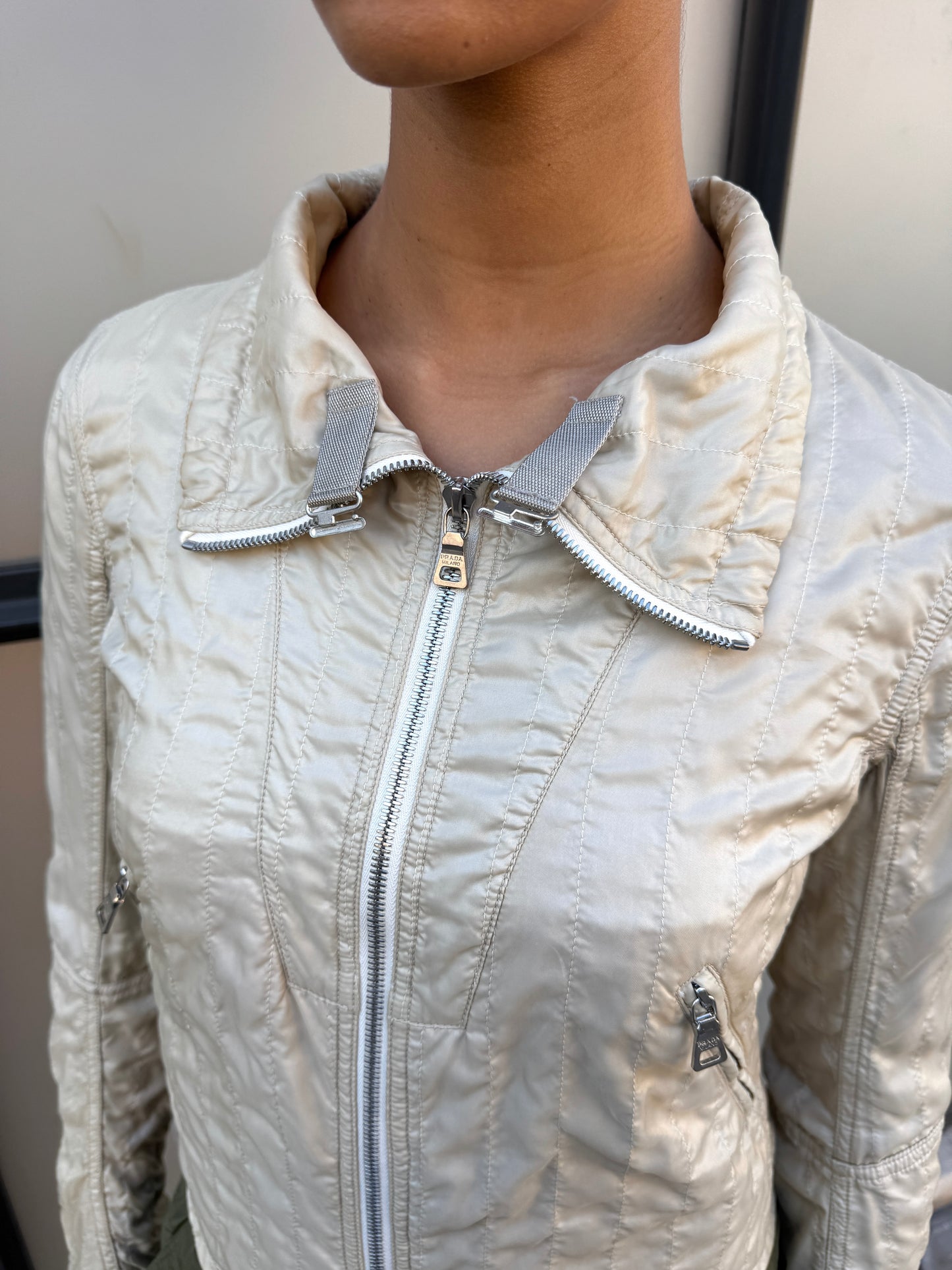 SS03’ Prada Sport Beige High Neck Lace Jacket