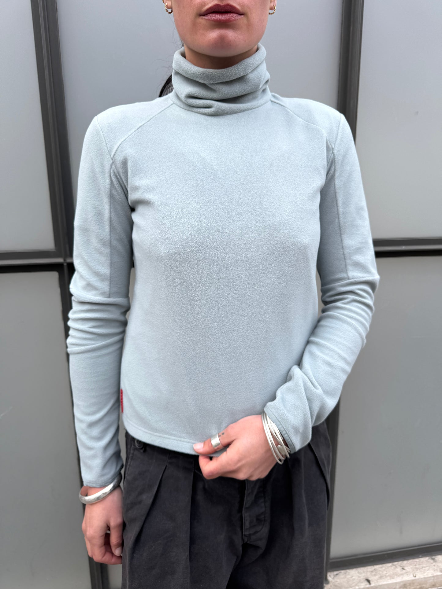 SS99’ Prada Sport Duck Egg Baby Blue/Grey Roll Neck Fleece