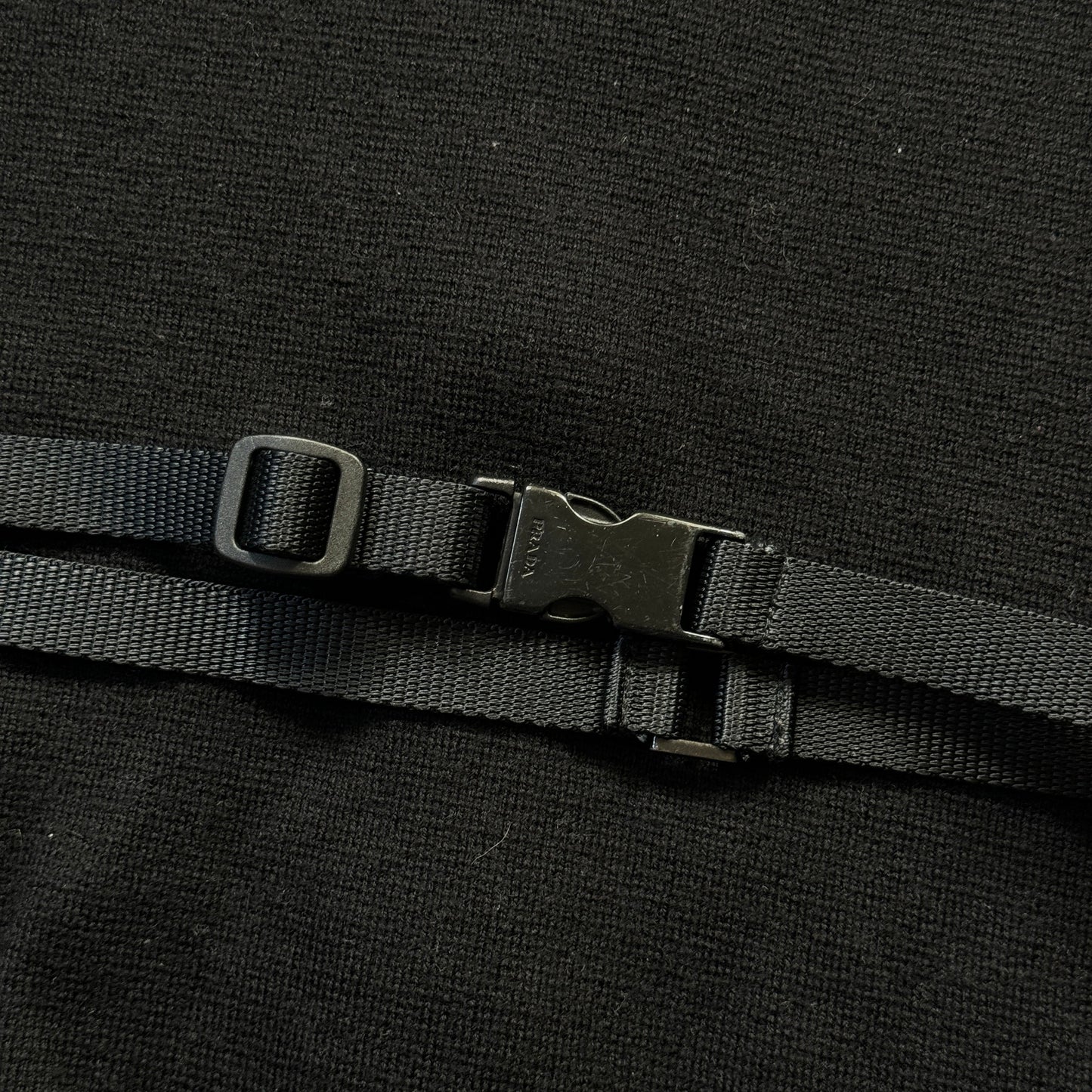 SS99' Prada Mainline Technical Knit Jet Black Zipped Hoodie
