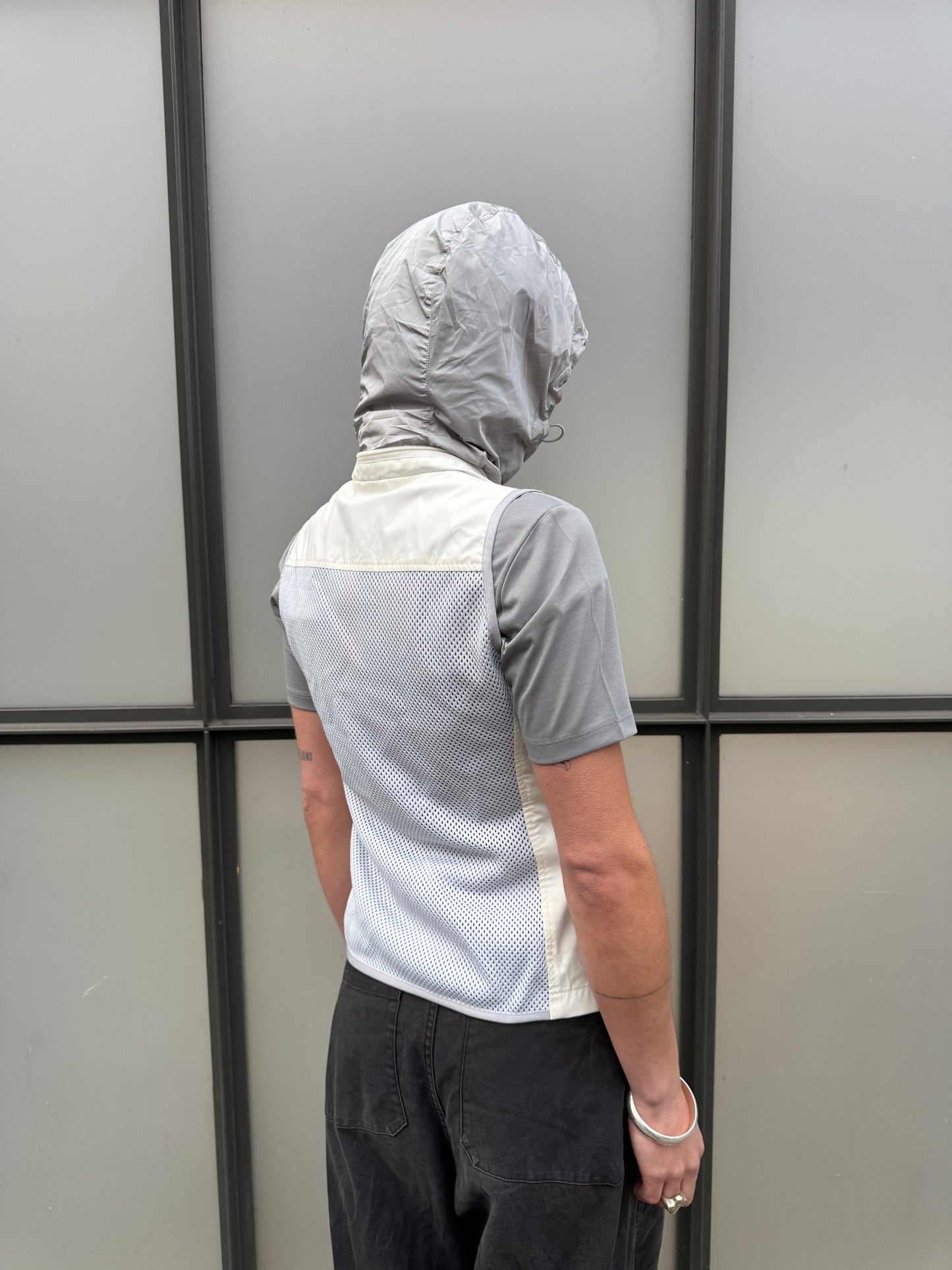 SS00’ Prada Sport Ventilated Packable Hood White Vest