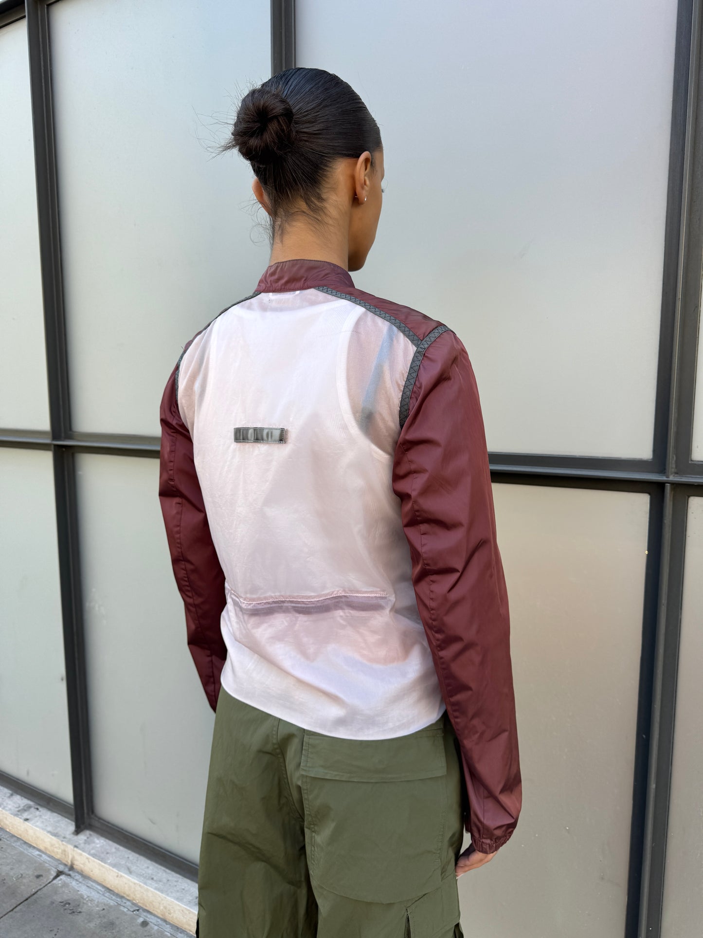 SS00’ Prada Sport Semi Transparent Back Burgundy Jacket