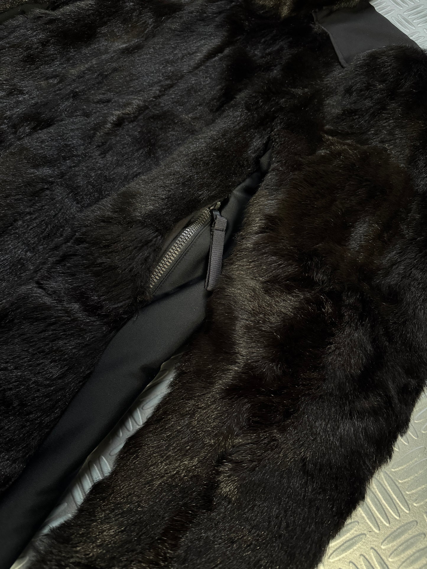 FW99’ Prada Sport Jet Black Dyed Fur Jacket
