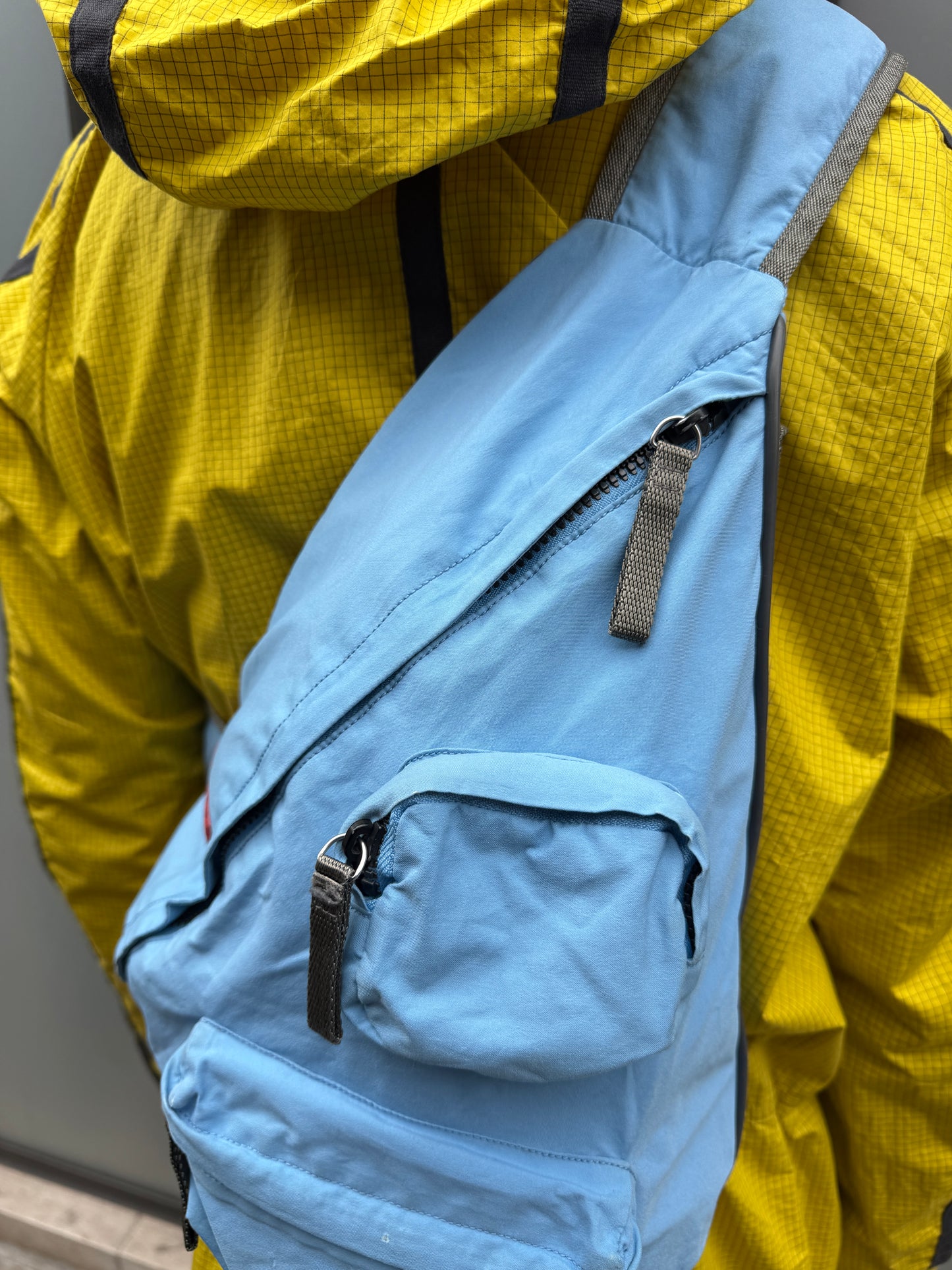 Early 2000's Prada Sport Baby Blue Multi Pocket Cross Body Bag