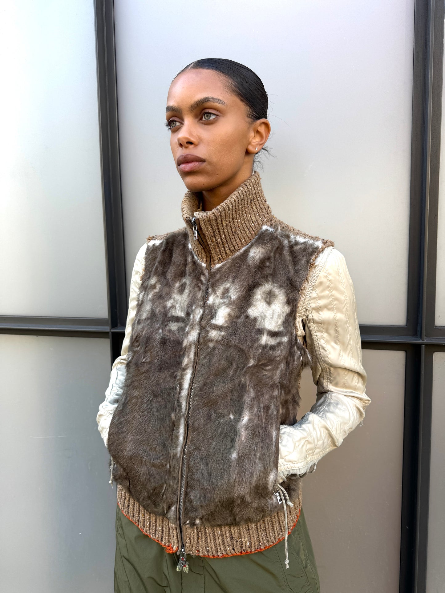AW03' Prada Sport Dyed Kid Fur Knitted Vest