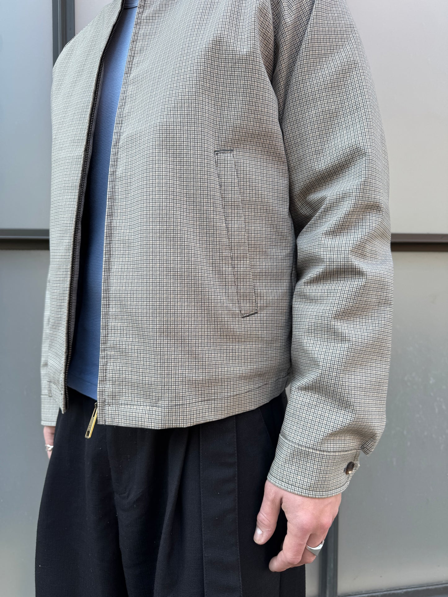 Prada Main Line Hounds Tooth 2in1 Zip Out Liner Harrington Jacket