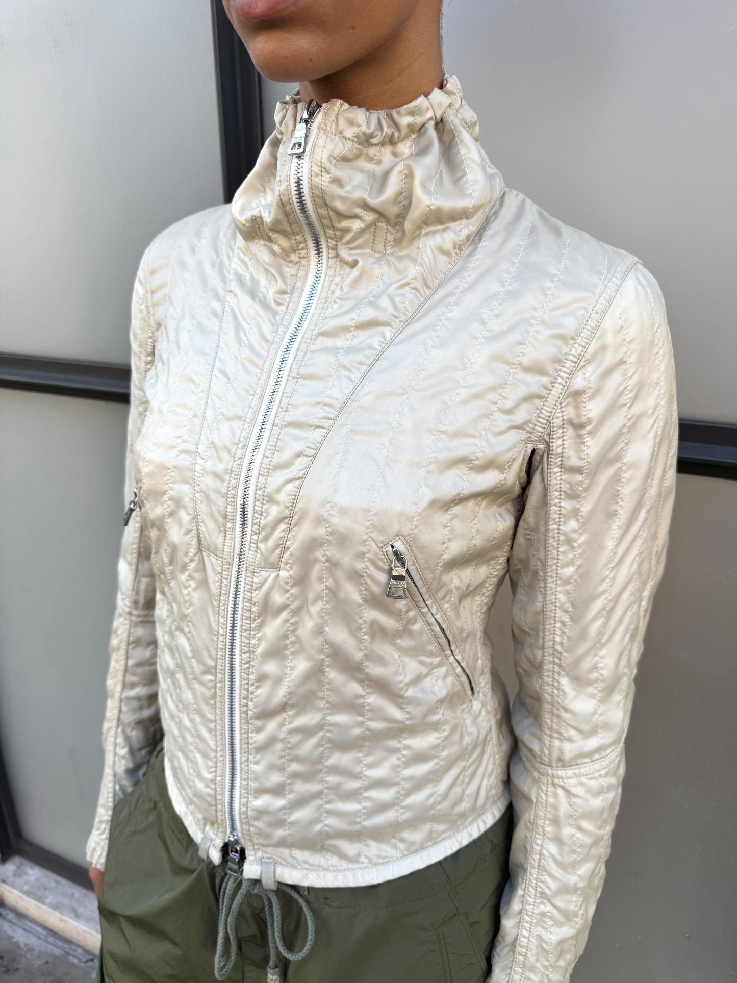 SS03’ Prada Sport Beige High Neck Lace Jacket