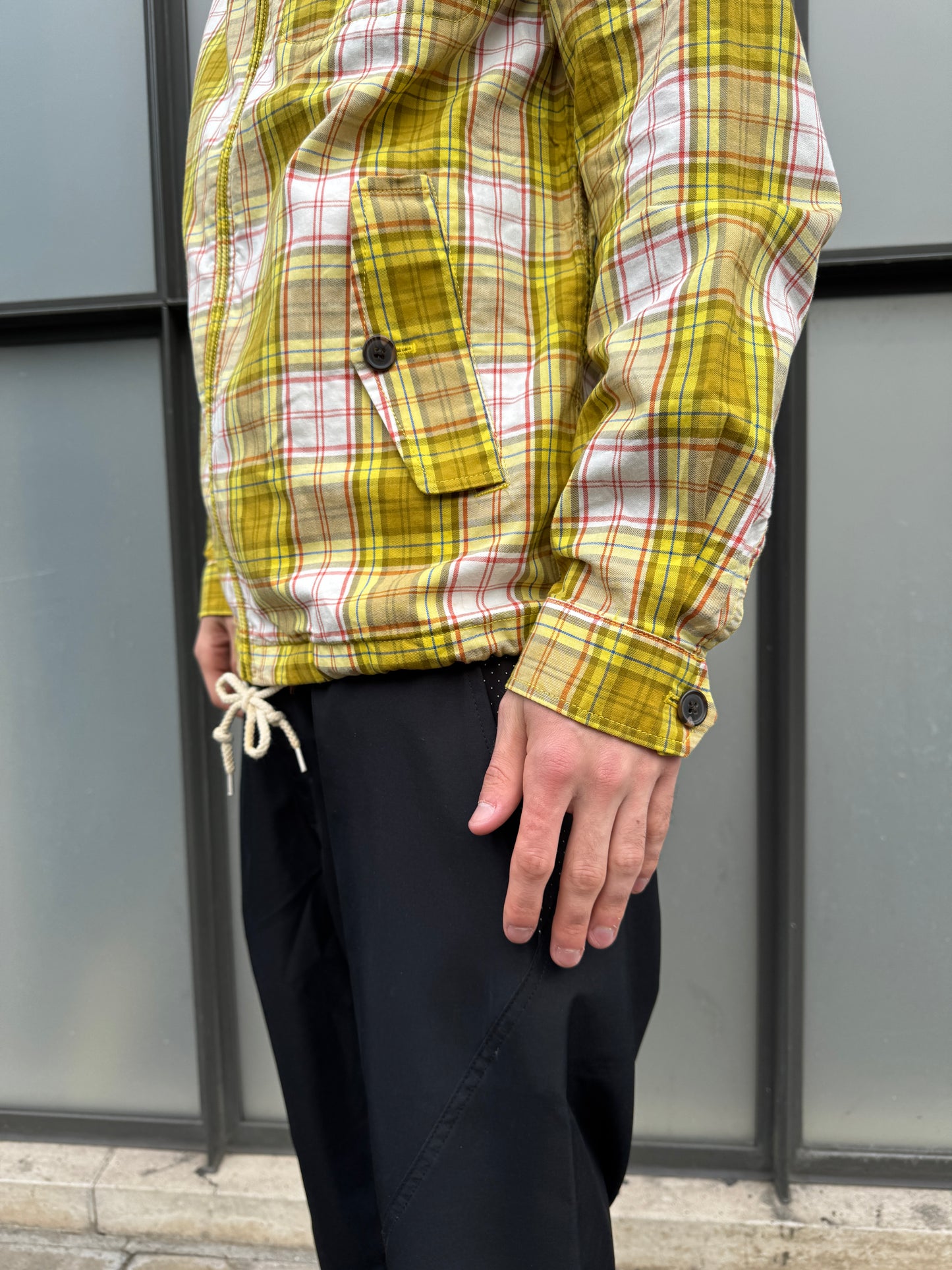 1990’s Stüssy Bright Yellow Plaid Hooded Jacket