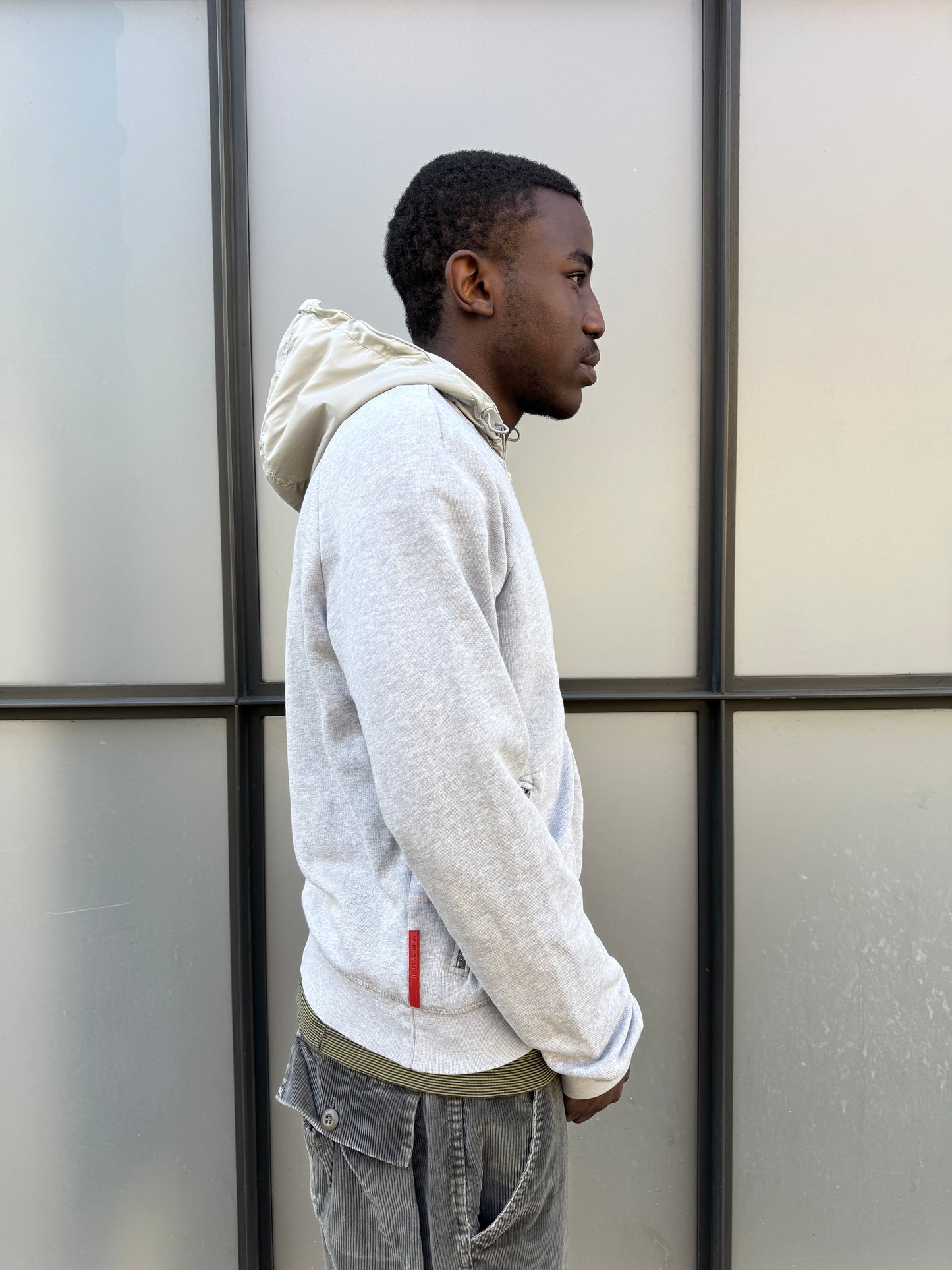 Early 2000’s Prada Sport Grey Melange Cotton/Nylon Zipped Hoodie