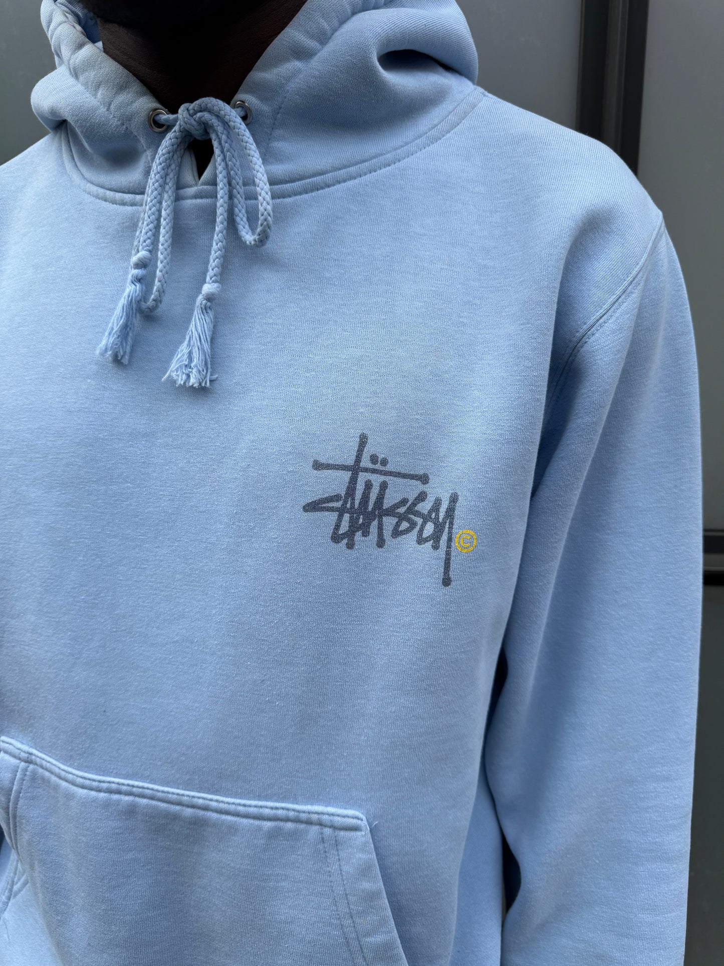 Early 2000's Stüssy Spellout Baby Blue Hoodie