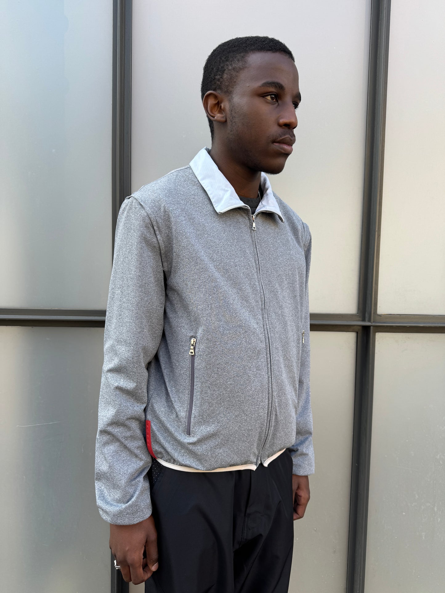 Early 2000's Prada Sport Reversible 4in1 Baby Blue/Grey “Faux Wool” Jacket