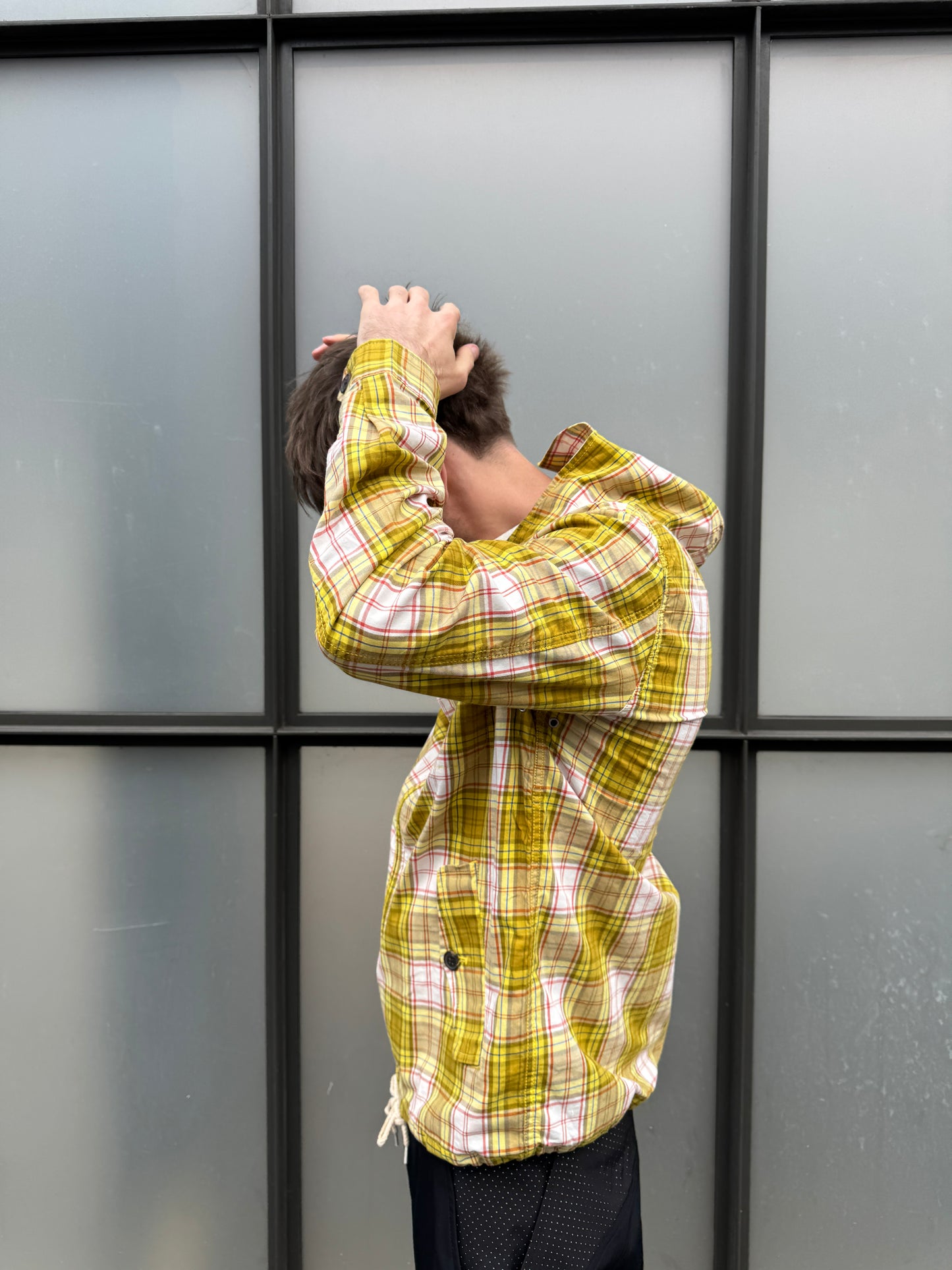 1990’s Stüssy Bright Yellow Plaid Hooded Jacket