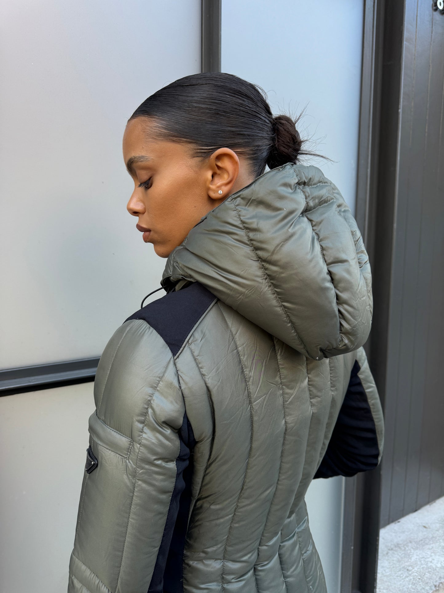 2012 Prada Milano Khaki Nylon/Neoprene Padded Jacket