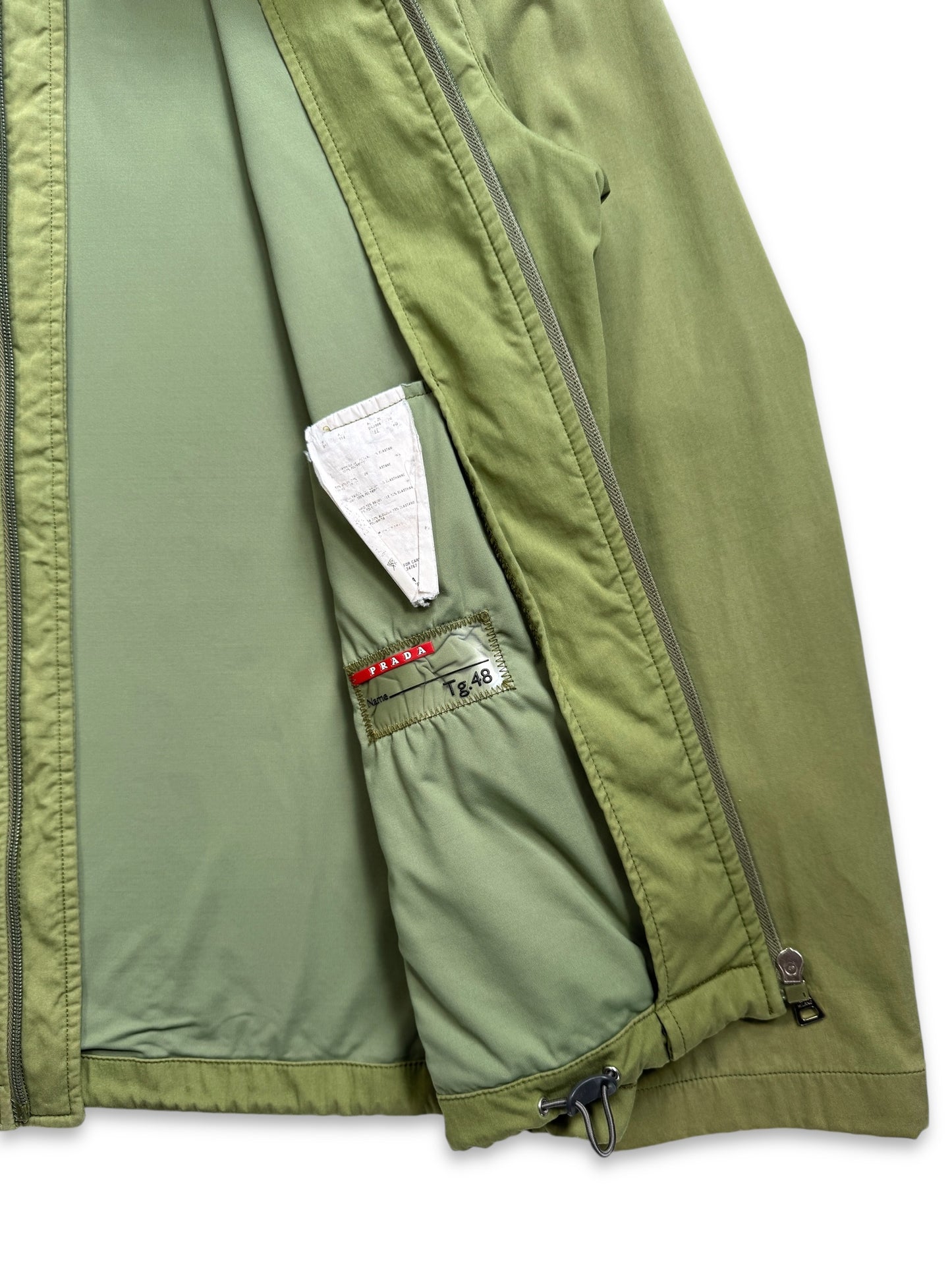 Early 2000’s Prada Sport Washed Lime Green Tonal Tab Chore Jacket