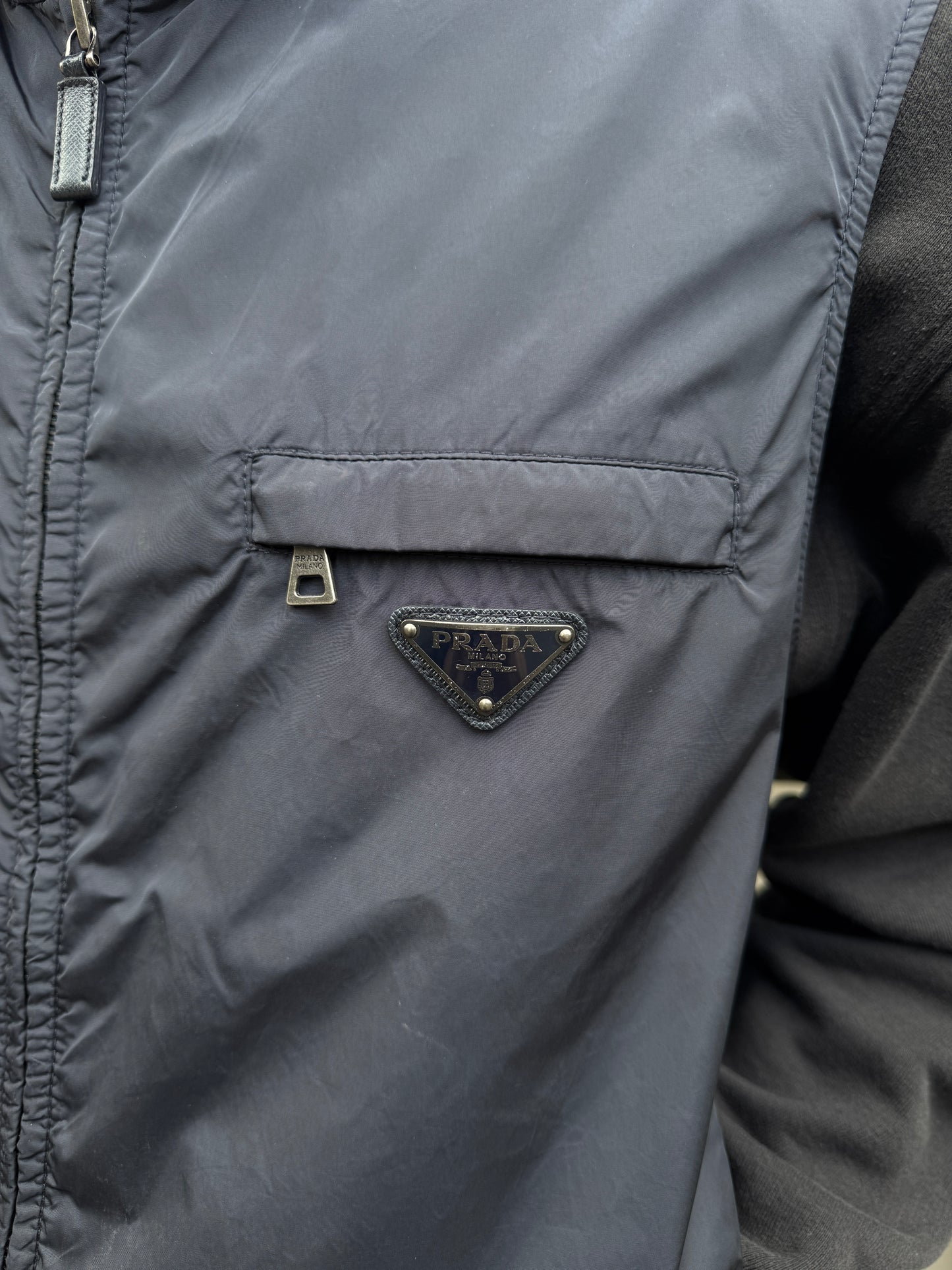 Prada Milano Midnight Navy Hooded Nylon Vest