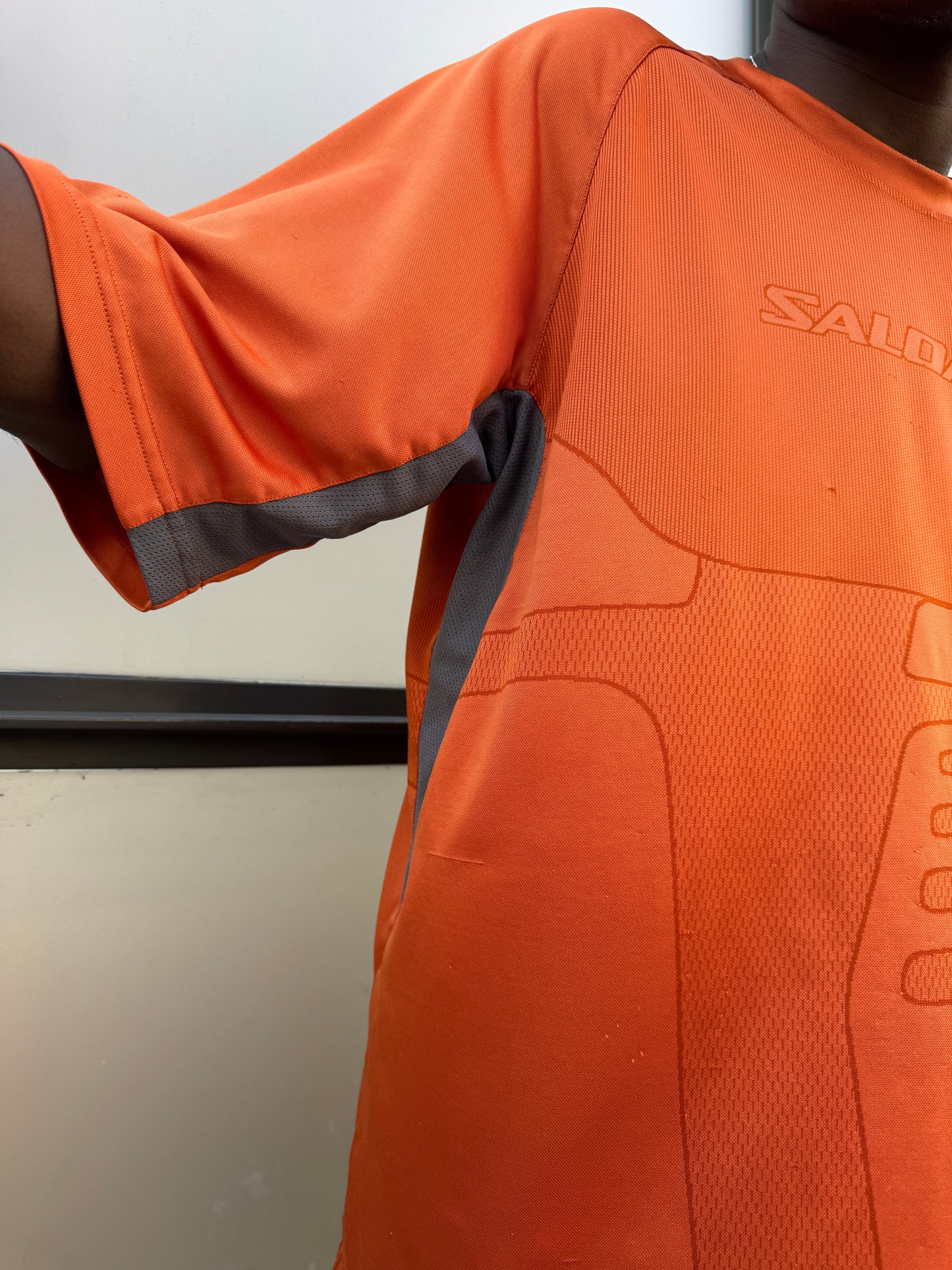 Early 2000's Salomon Bright Orange Futuristic Graphic Tee
