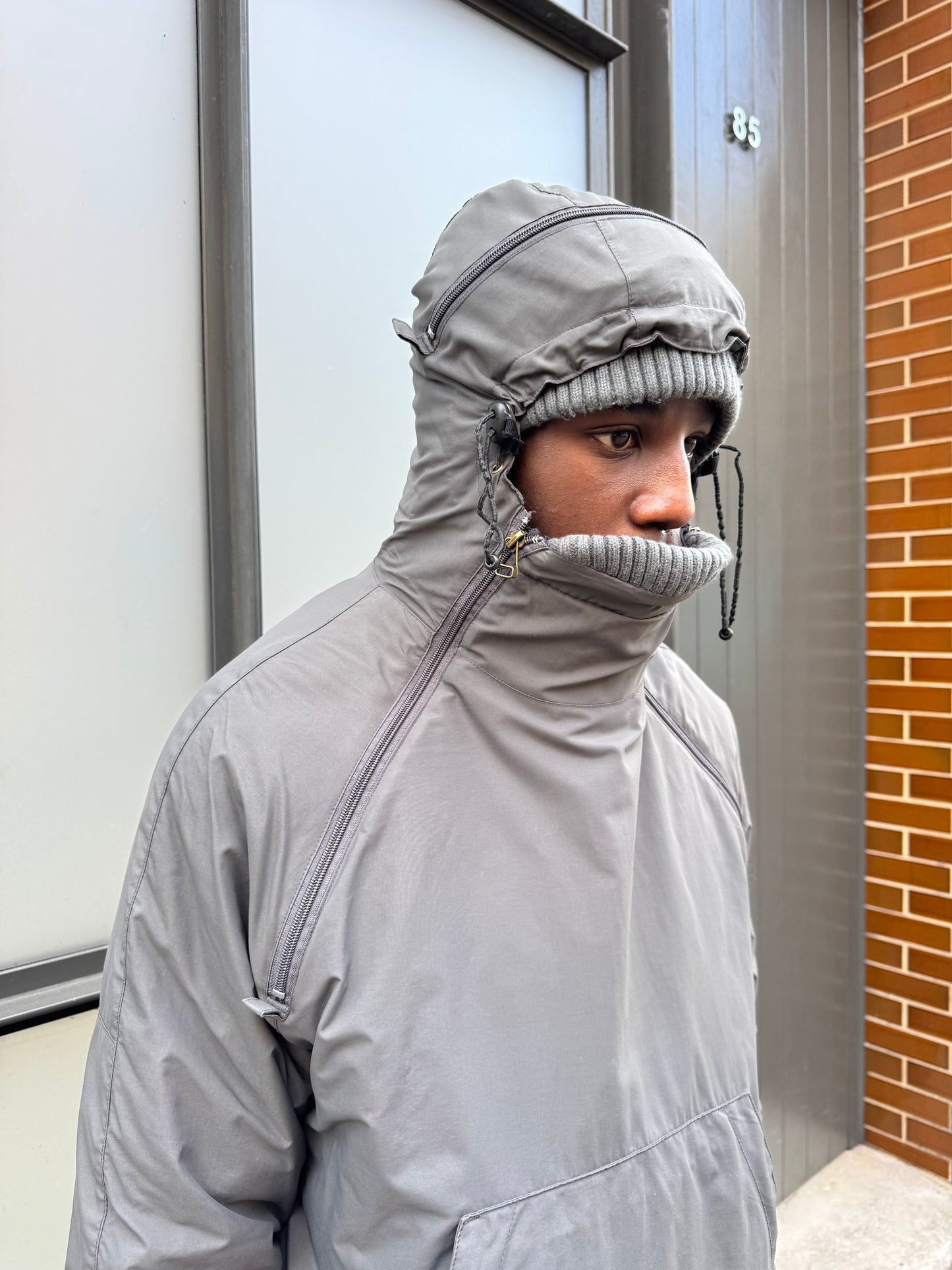 Early 2000’s Schott Expandable Balaclava Hood Padded Pullover Jacket