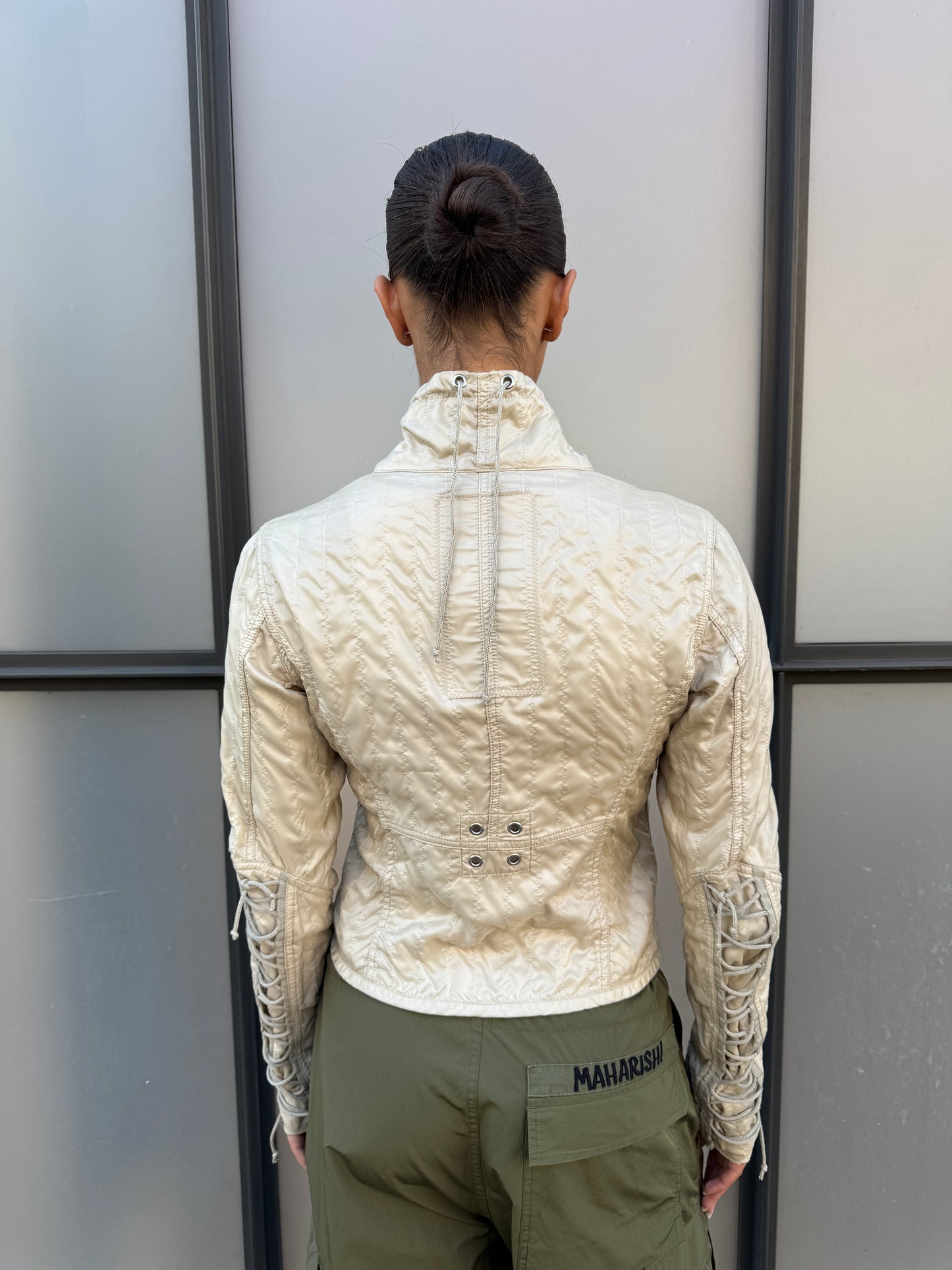 SS03’ Prada Sport Beige High Neck Lace Jacket