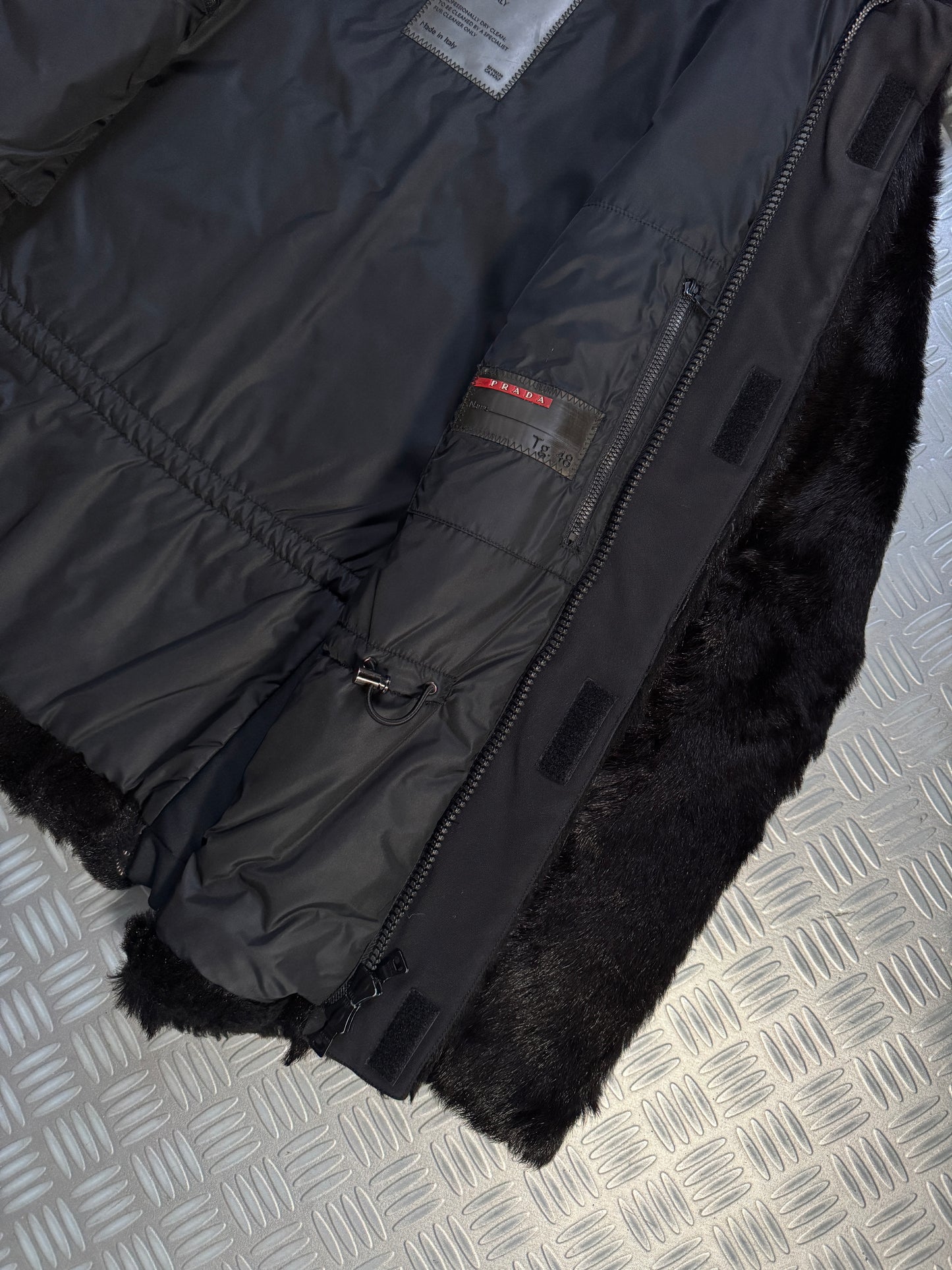 FW99’ Prada Sport Jet Black Dyed Fur Jacket
